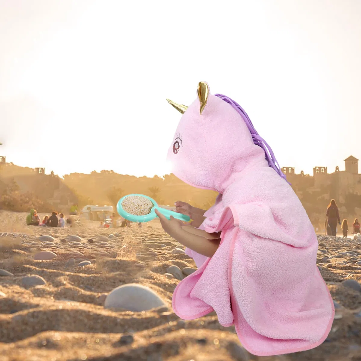 Poncho Asciugamano Bambina Unicorno Accappatoio Cotone Bimba, per Piscina, da Bagno, Mare, Regalo Bambina 1-5 anni