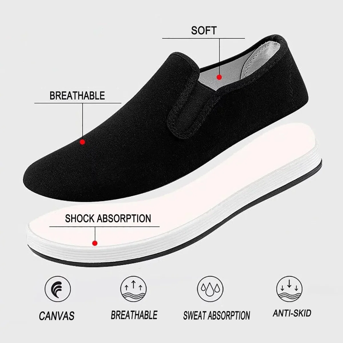 Zapatos Chinos tradicionales de Kung Fu, Zapatos de Tela antideslizantes de Beijing antiguos Zapatos de Tai Chi de Lona transpirable con Suela de goma Melaleuca adecuada para Hombres y Mujeres