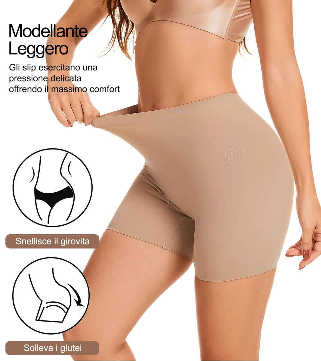 Pantaloncini Modellante Donna Culotte Contenitivi Shorts Senza Cuciture Vita Media