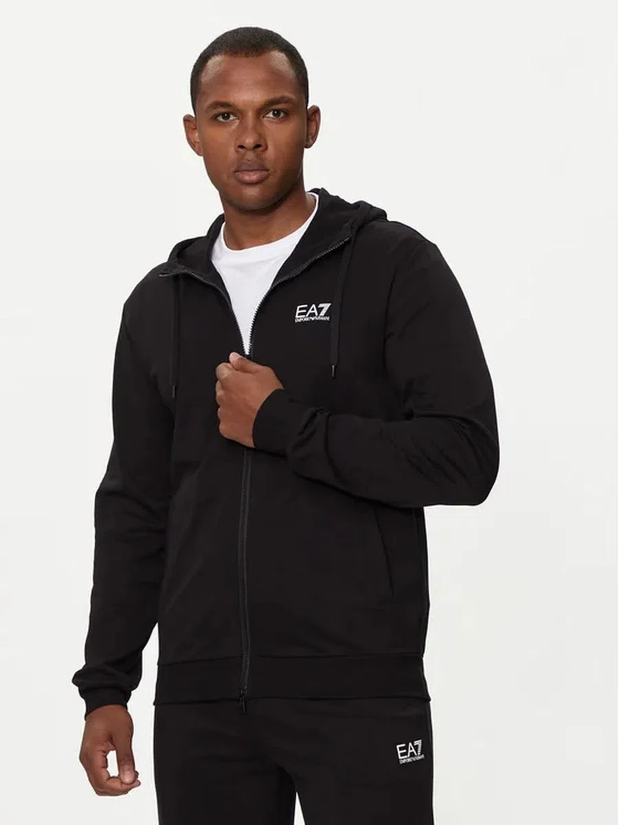 EA7 Uomo Tuta Con Cappuccio Zippe, Nero/Oro