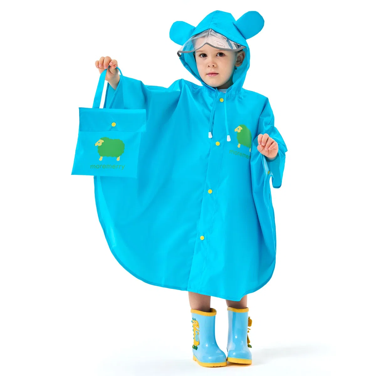 Mantella Antipioggia Bambino, Poncho Impermeabile Mantellina Antipioggia Cappello Allargato Bambino con Strisce Riflettenti, Riutilizzabile Pioggia Bambina