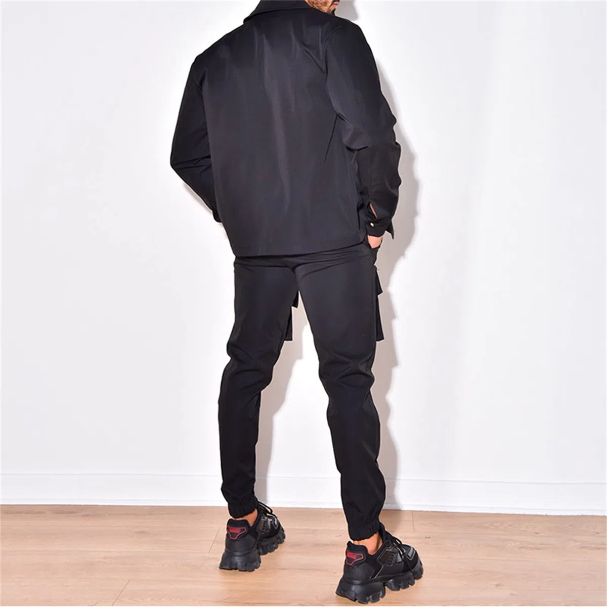 Vestito Elegante Completo Estivo Pantaloni Cargo Casual da Uomo Pantaloni da Trekking Pantaloni da Jogging da Allenamento Pantaloni della Tuta Camicia con Colletto rovesciato Abito Completo Vestito