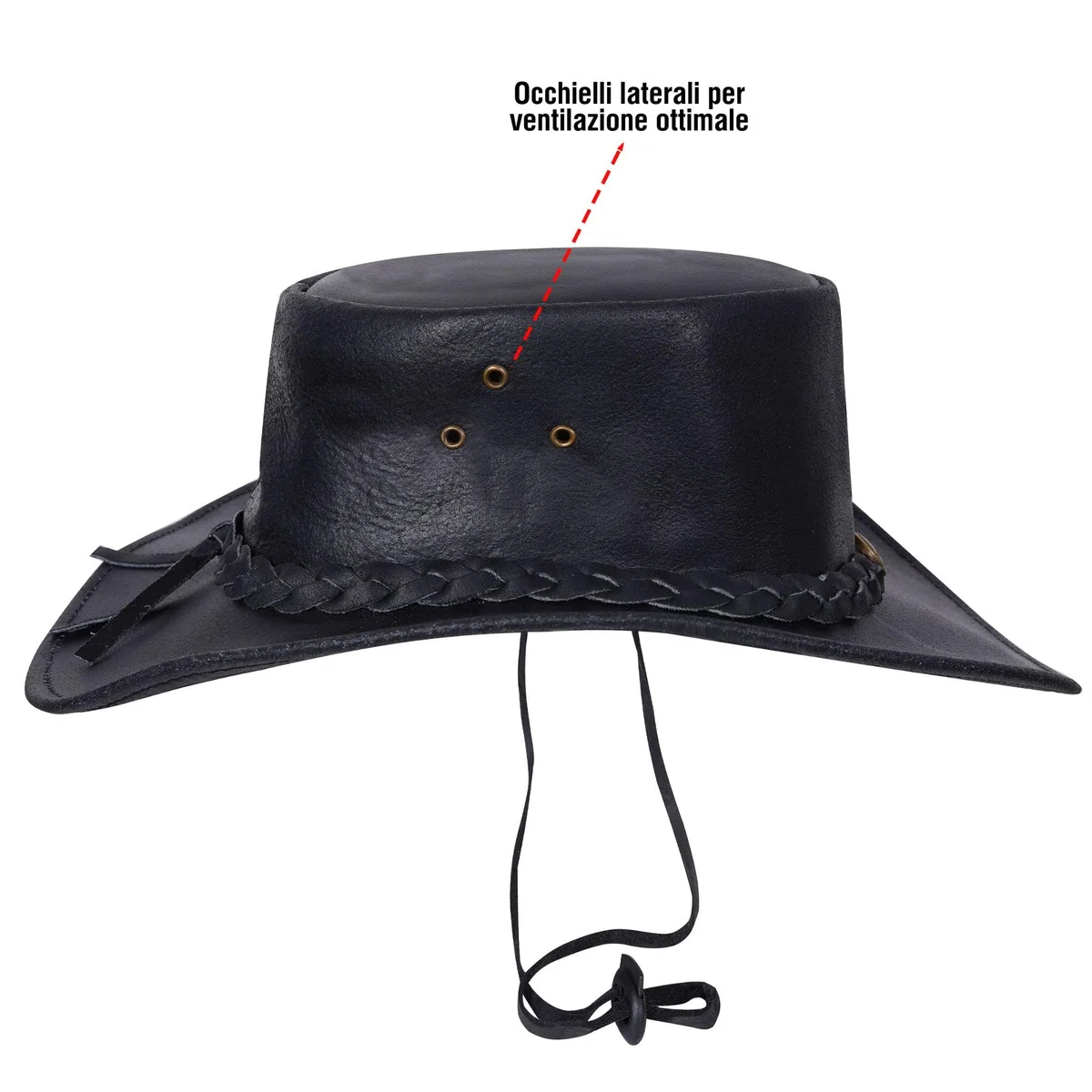 URBAN 5884 Cappello da Cowboy in Vera Pelle Plain, Cappello Western Uomo/Donna in Vera Pelle Bovina, Tesa Modellabile e Sottogola Regolabile