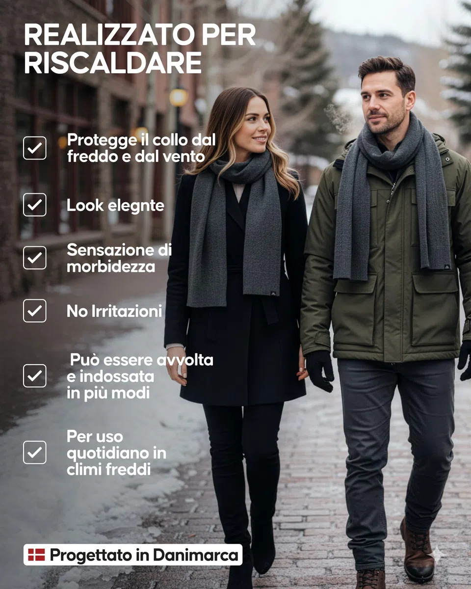 DANISH ENDURANCE Sciarpa in Lana Merino, Uomo e Donna, Morbida Lana per l'Inverno, Qualità Premium
