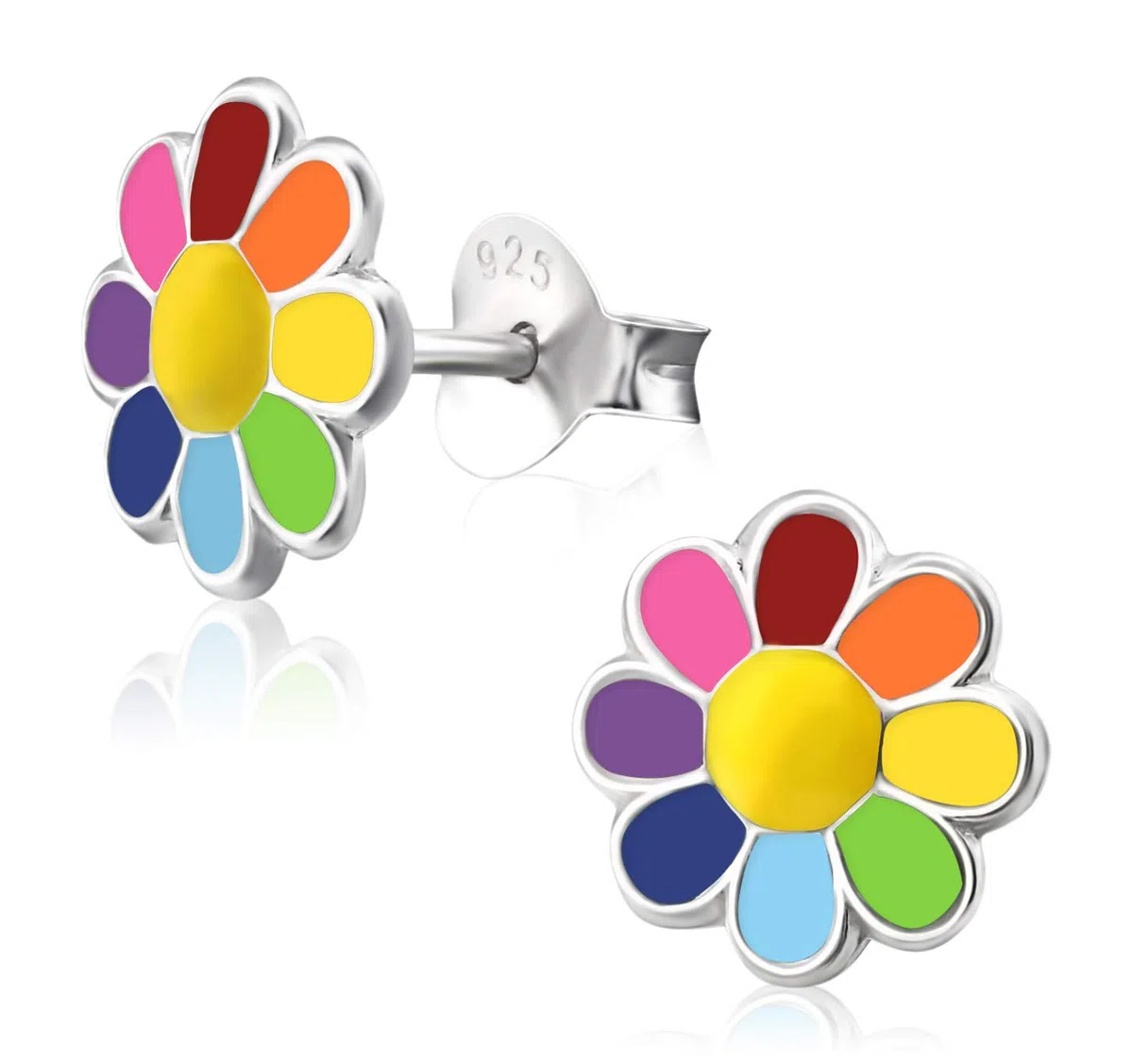 Laimons Kids Orecchini a pressione per bambini gioielli per bambini Fiore colorato Argento Sterling 925