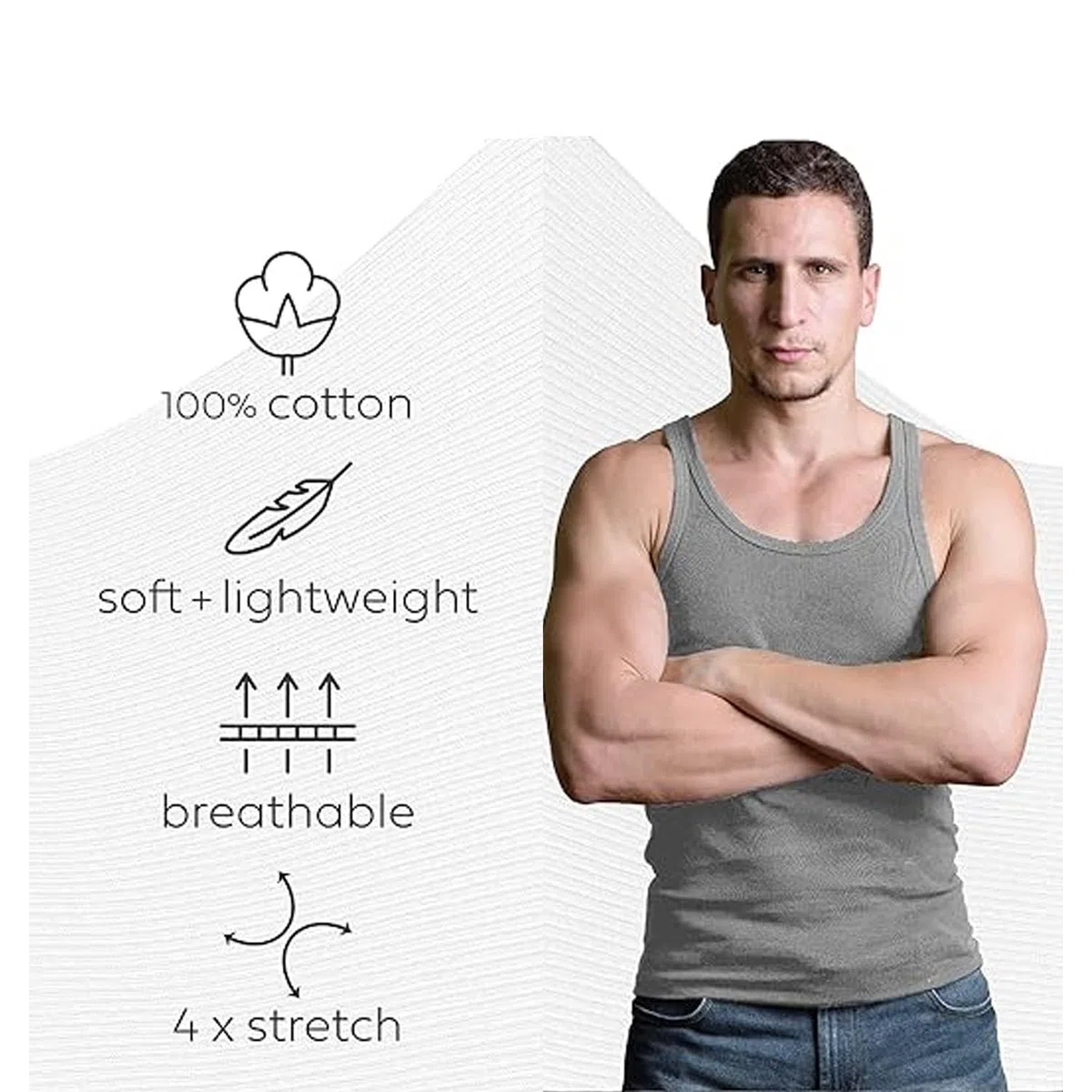 VEARZ Confezione da 3/6 canottiere da uomo, 100% cotone, classiche, aderenti, estive, per adulti, senza maniche, per palestra, allenamento, taglie forti
