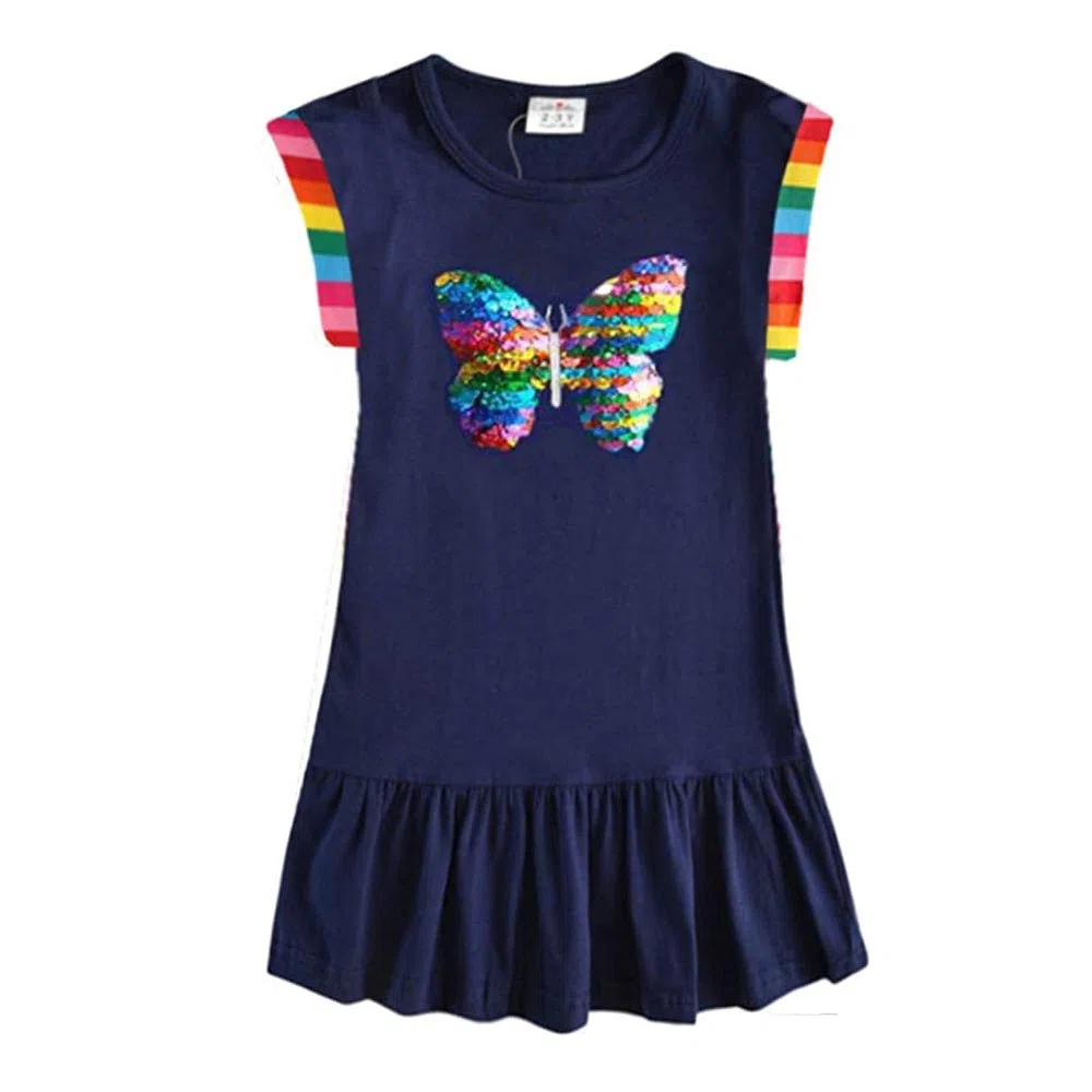 VIKITA Vestito Ricamo Floreale Manica Lunga Casuale Cotone Bambina