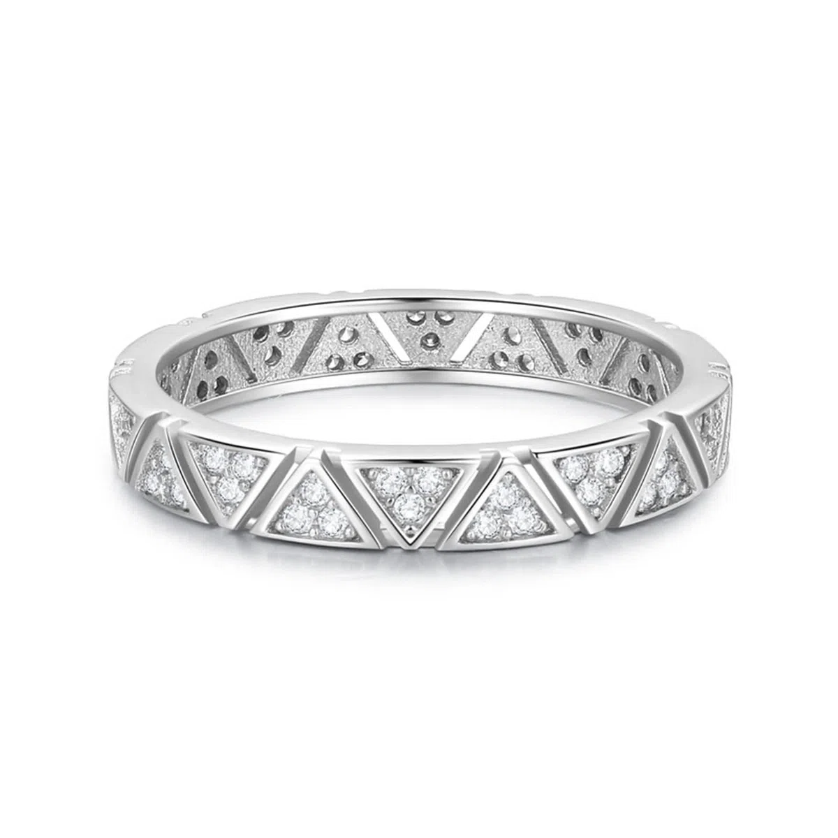 Anello da donna, in argento Sterling con triangolo, con strass e gioielli alla moda per lei, L 1/2, zirconia cubica