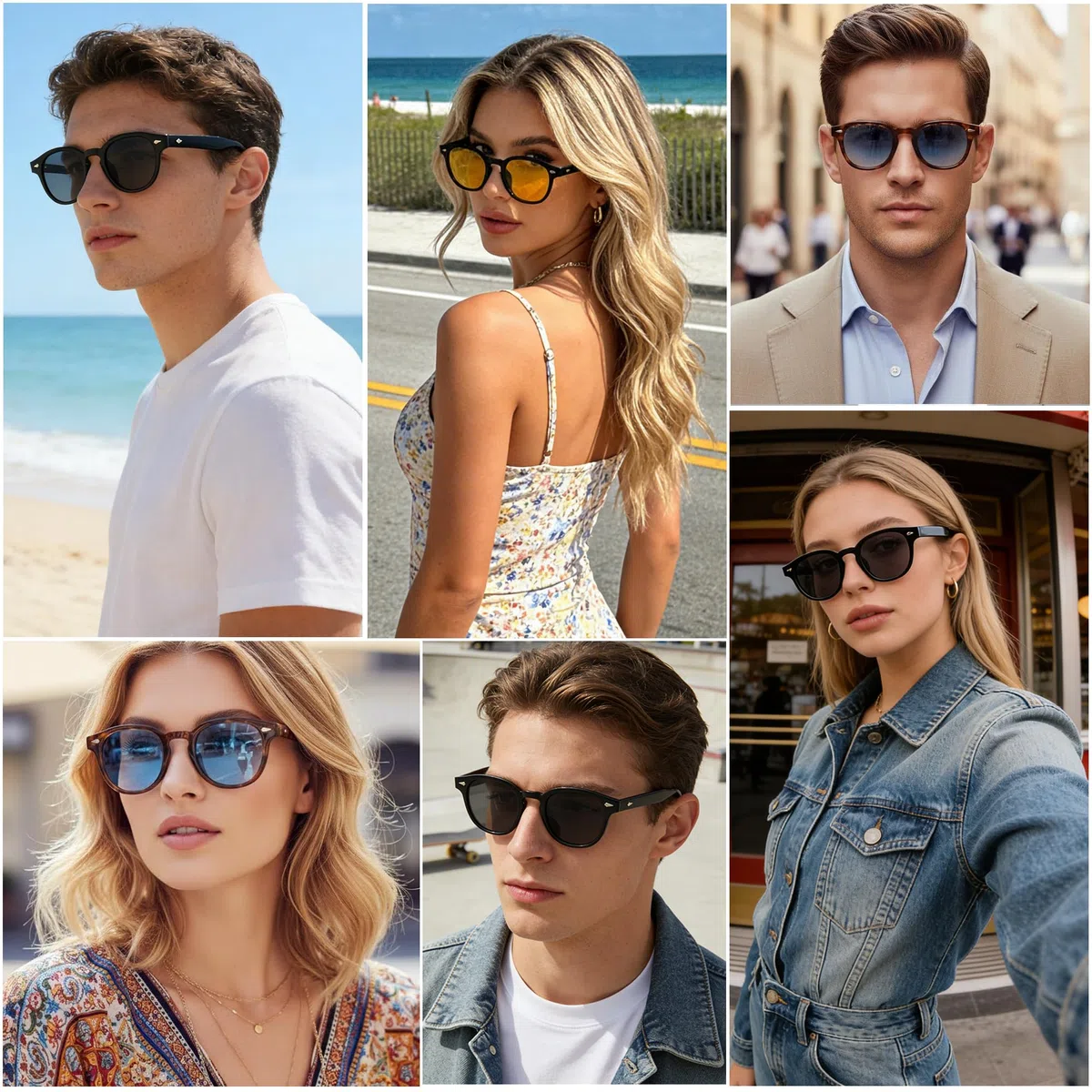 Occhiali da Sole Sportivi Rotondi Polarizzati Vintage Uomo/Donna, Stile Anni'70 Depp, Lenti Tinte UV400 per Guida Viaggi Spiaggia
