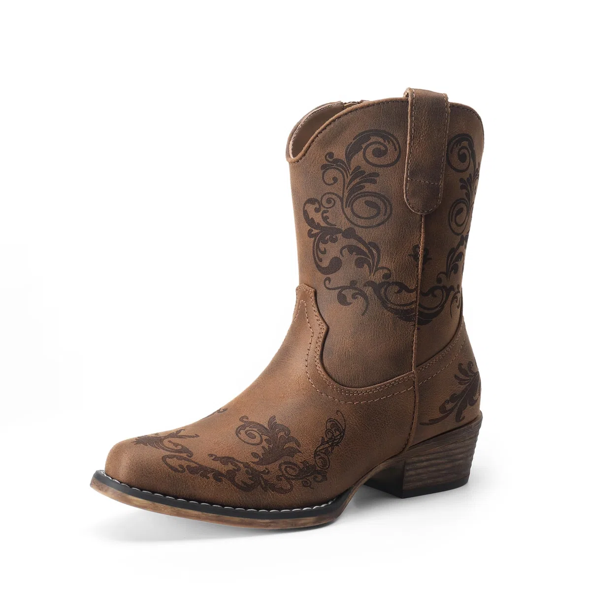 DREAM PAIRS Stivaletti da donna Cowboy Cowgirl western bassi tacchi grossi punta quadrata autunno stivaletti corti scarpe