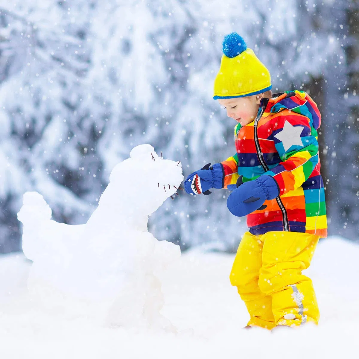 Guanti da Neve per Bambini TPU Impermeabile in Pile Termico Caldo Antivento in Morbido Cotone Anti-Perso Winter Snow Mitten per Bambini Ragazzi Ragazze 4-6 Anni