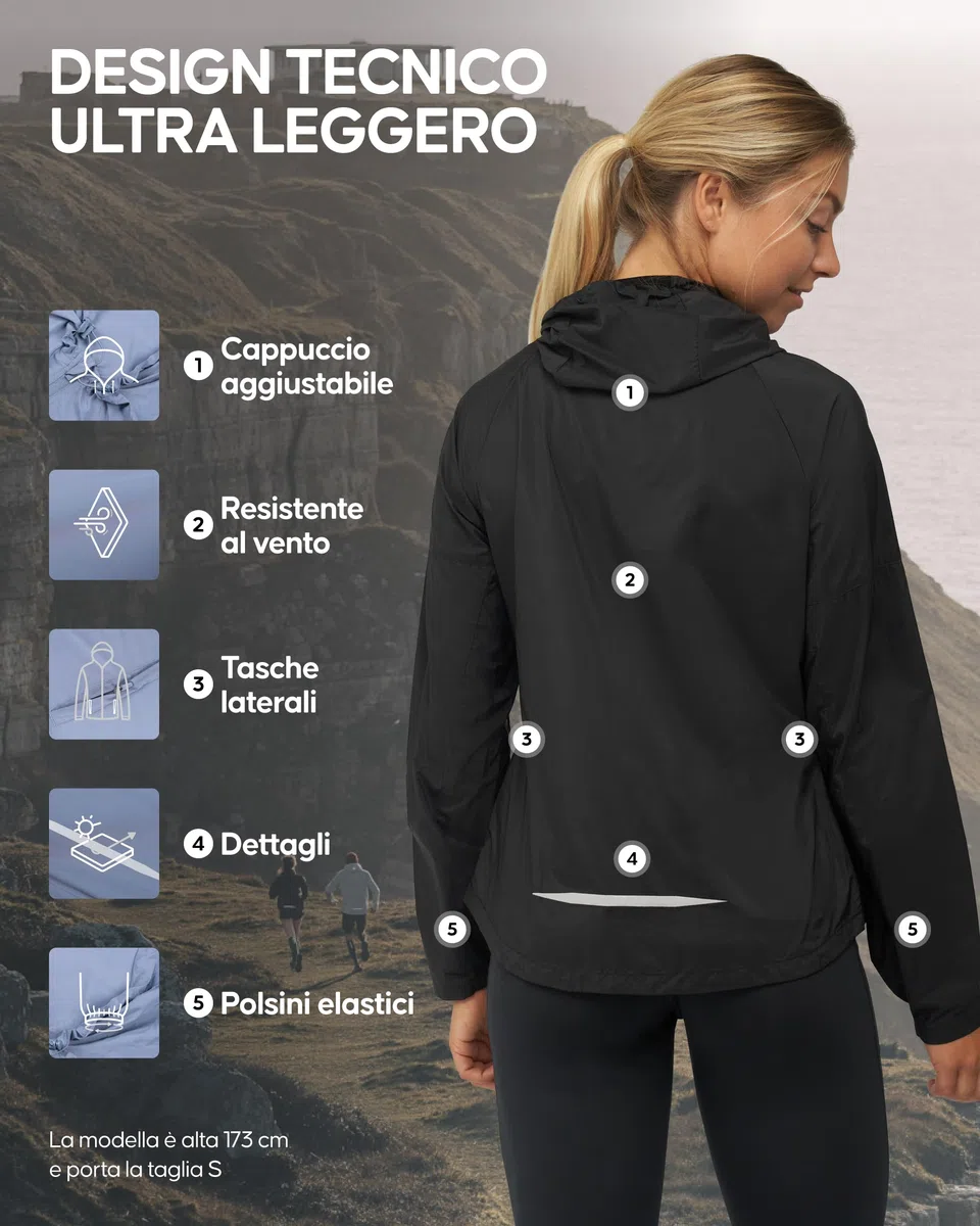 DANISH ENDURANCE Giacca a Vento Donna, Traspirante, Antivento per Running, Trekking, Ciclismo