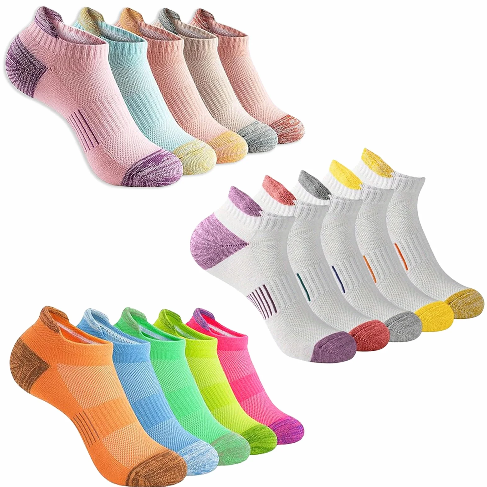 JSTHHTT 10 Paia Calzini Donna Cotone Corti Calze Running Spostivi Anti-Vesciche per Corsa, Calzini Corti Donna