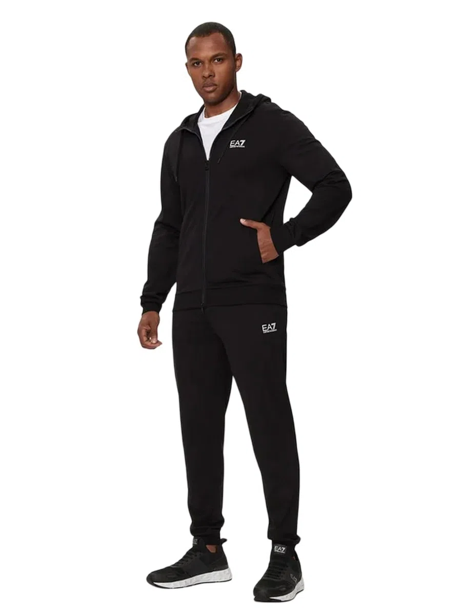 EA7 Uomo Tuta Con Cappuccio Zippe, Nero/Oro