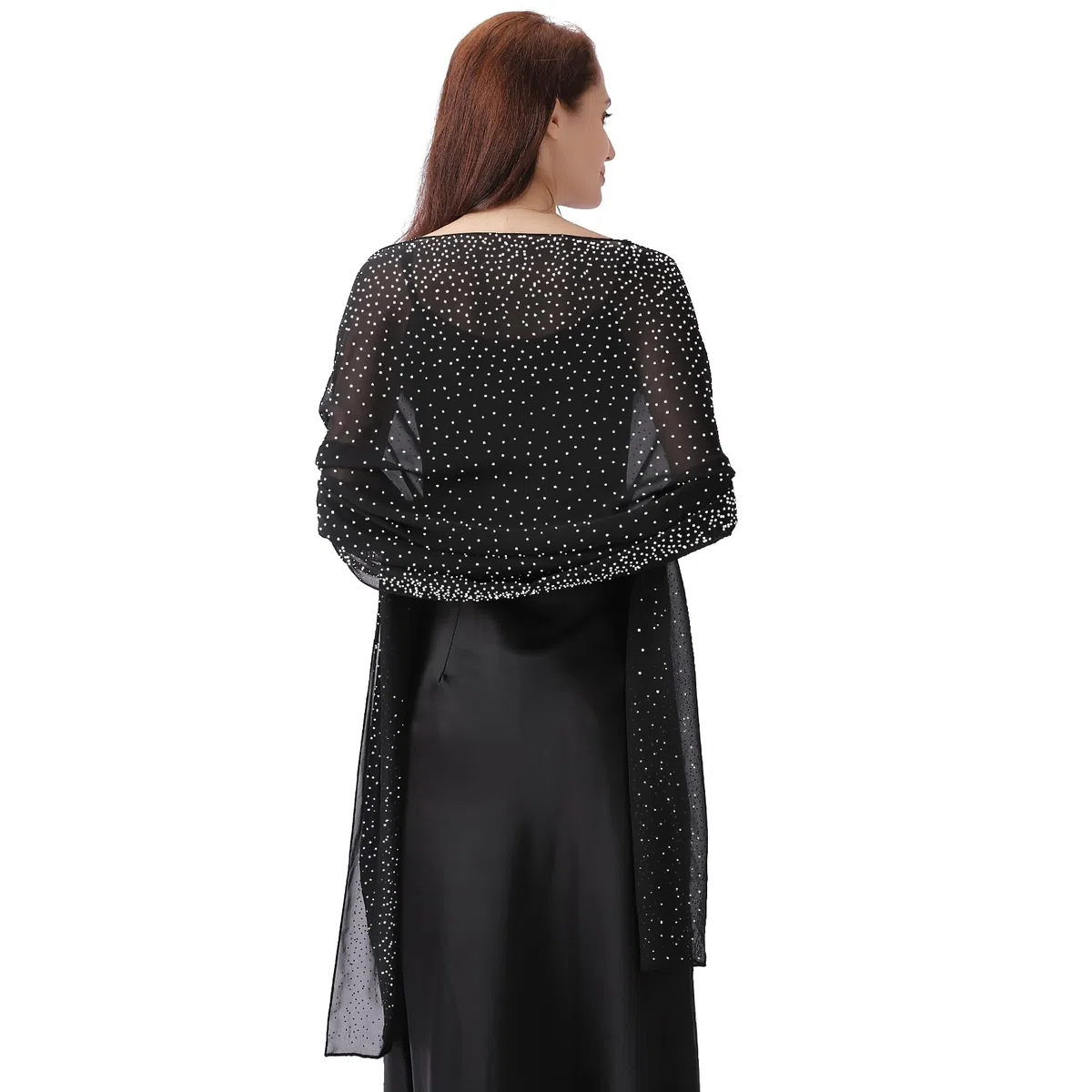 Ladiery Scialle e involucri per abiti da sera, morbido chiffon trasparente scintillante strass sciarpa da sposa scialle formale da donna