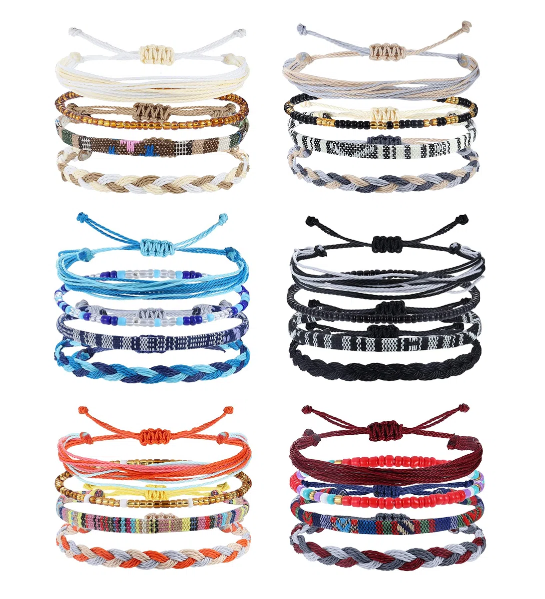 Morfetto 24 Pz Boho Surfer Braccialetto Cavigliera Regolabile in Rilievo Cavigliere Fatti a Mano Intrecciato Cavigliera Estate String Corda Braccialetti alla Caviglia per Le Donne degli Uomini