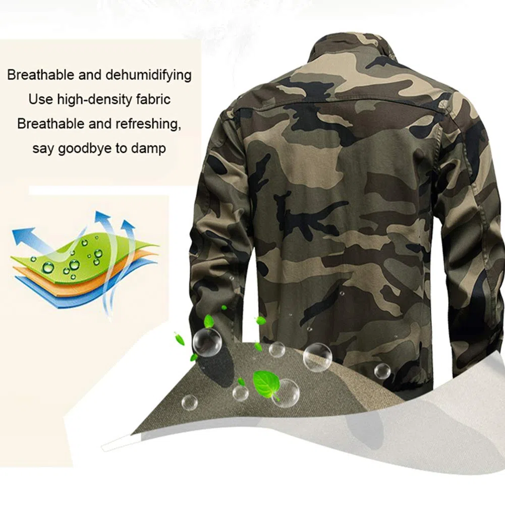 Camice da Lavoro, Giacca da Saldatore, Cotone Camuffare Molteplici Tasche Adatto per Fabbriche, Logistica, Edilizia, Saldatori, Riparazioni Auto, ECC.,L
