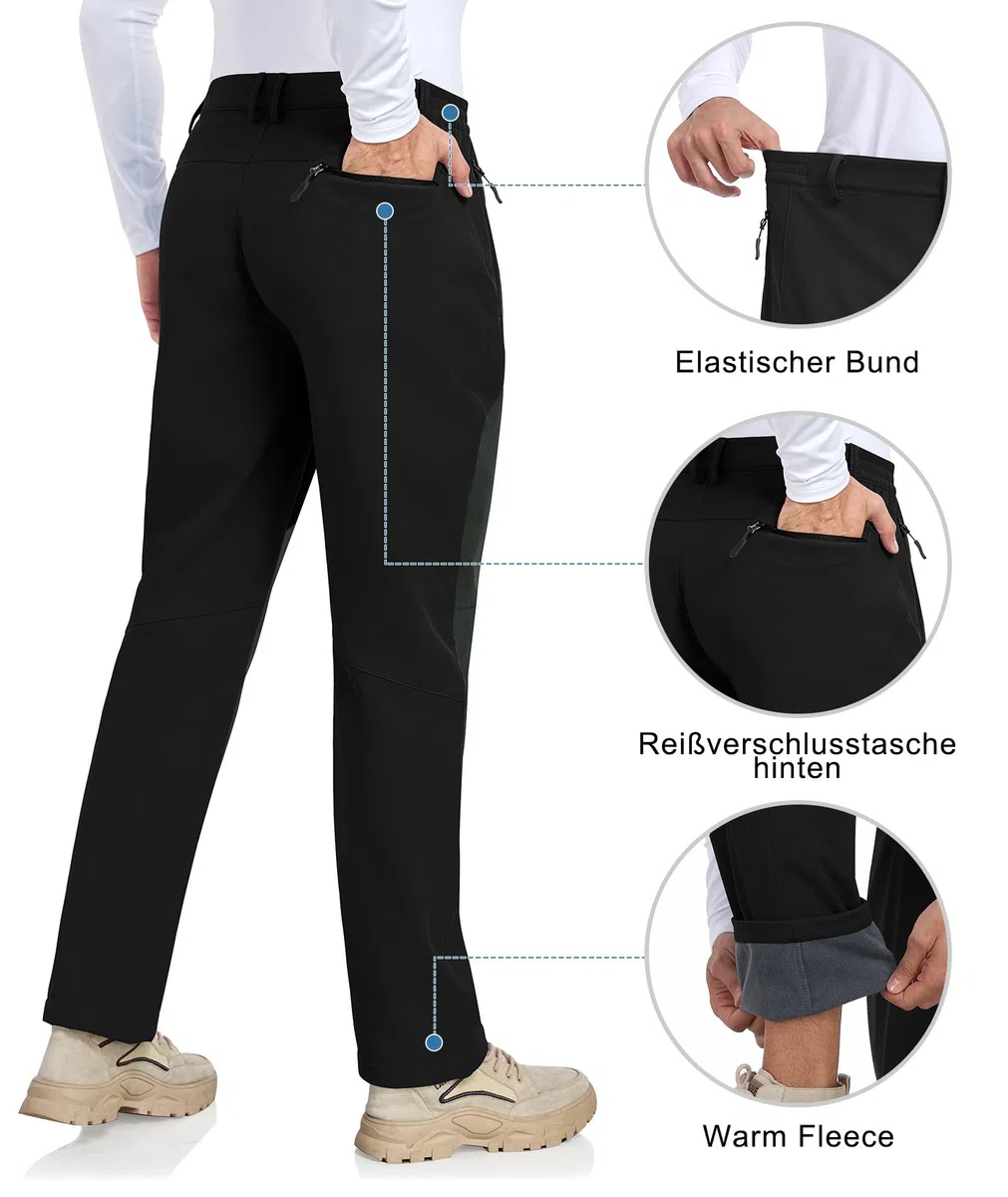 Pantaloni da Lavoro Uomo Invernali Pantaloni Trekking Antipioggia Impermeabili Termici Pantaloni Neve Sci Snowboard Caldo Antivento Tasca con Cerniera (Loose Fit)