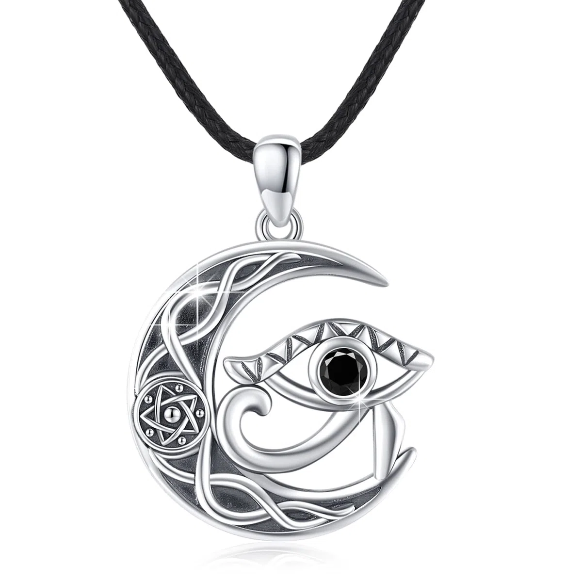 Egiziano occhio di Horus collana in argento Sterling antico Wedjat occhio del Ra Horus simbolo di protezione amuleto protettivo gioielli copti regali per donne uomini, Argento sterling