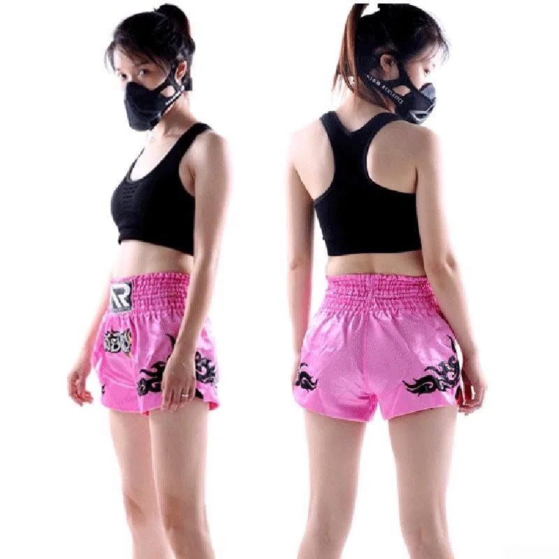 Pantaloncini da boxe da donna, con elastico in vita, per Muay Thai, MMA, allenamento, arti marziali, kickboxing, taglia M, rosa