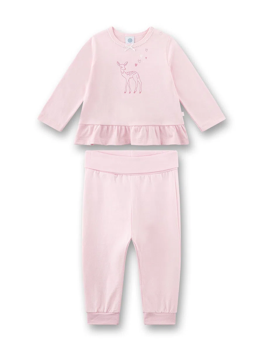 Sanetta Pigiama da Bambina Rosa Bambi | Cotone Biologico, Certificato GOTS, Piacevole al Tatto | Babypyjama - Morbido e Confortevole per Notti tranquille