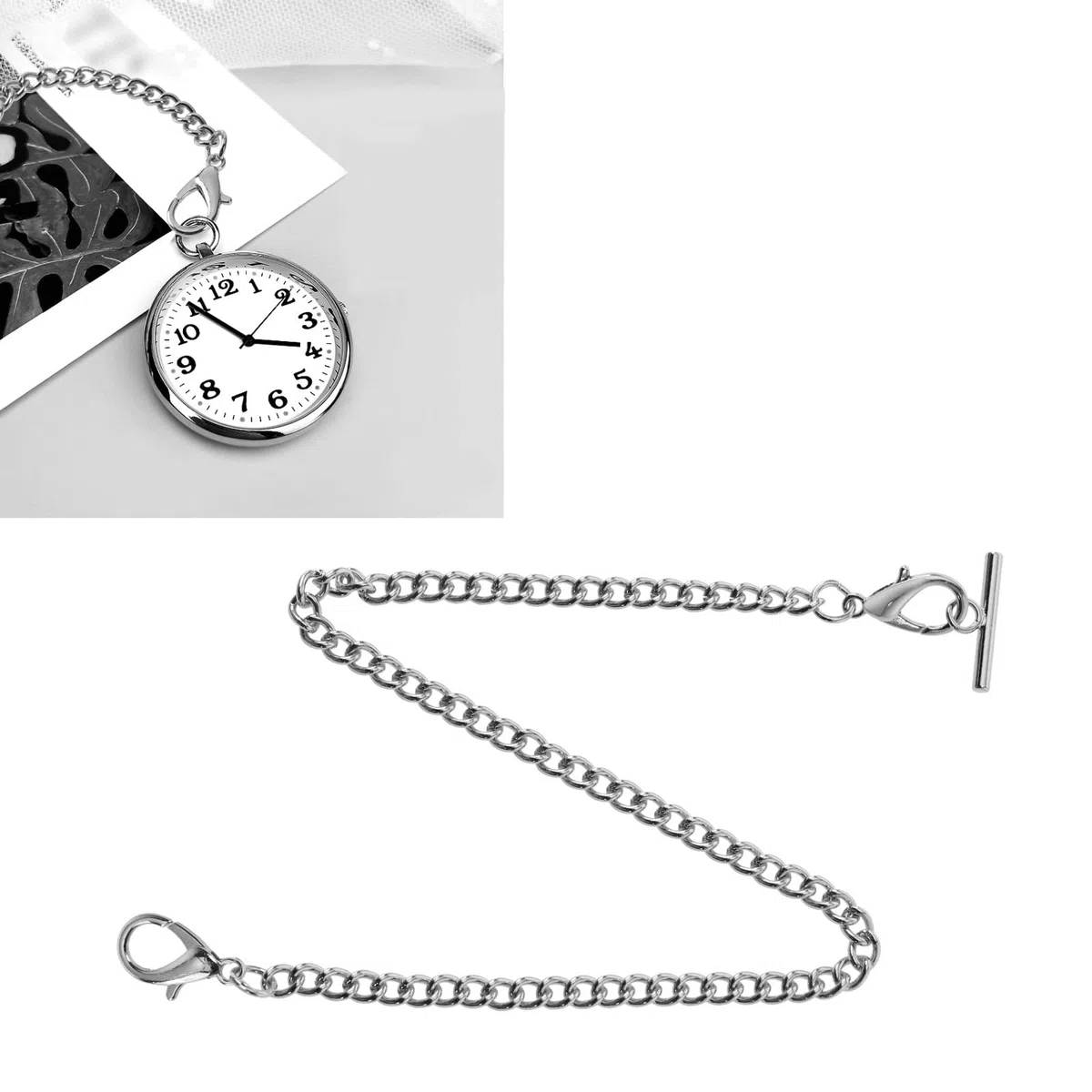 Orologio da tasca Albert Vest Chain con barra a T e moschettoni placcatura 14 pollici Classic Metal Watch Chain Link & Pocket Watch Stand Single Link Vest Belt