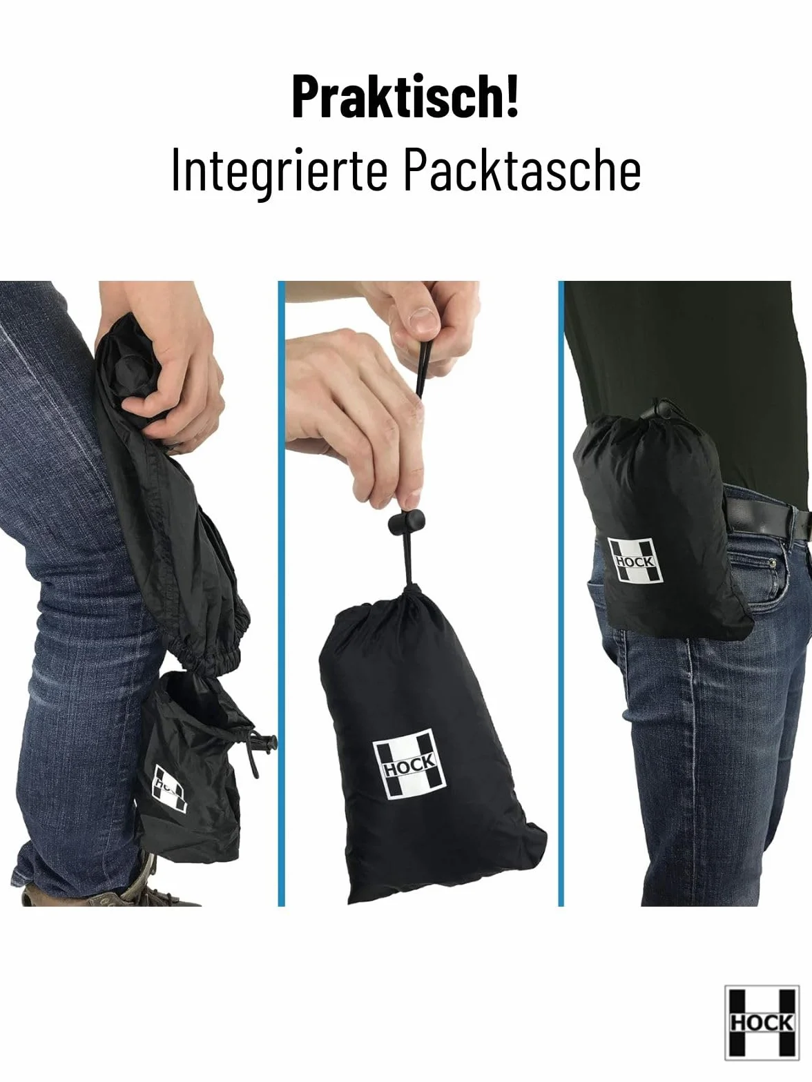HOCK Pantaloni da Pioggia Unisex per Una vestibilità Comoda, con Cerniera a Due Vie e Traspiranti, Estremamente Impermeabili (Colonna d'Acqua 10.000 mm), Pantaloni da Pioggia da Uomo e