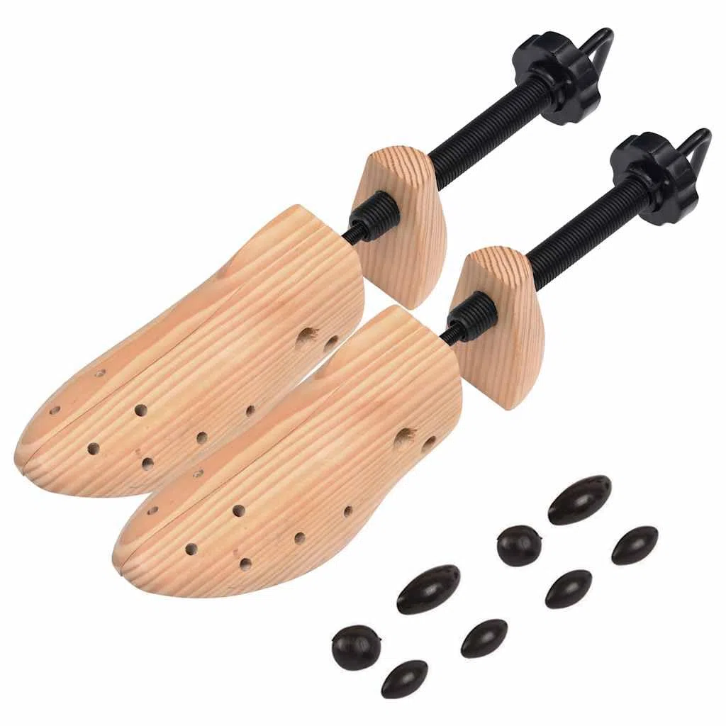 Tendiscarpe in legno di pino massiccio, regolabile, misura 41-46, con 12 fori e 8 sfere per alleviare i punti di pressione, per uomo e donna, assorbe l'umidità