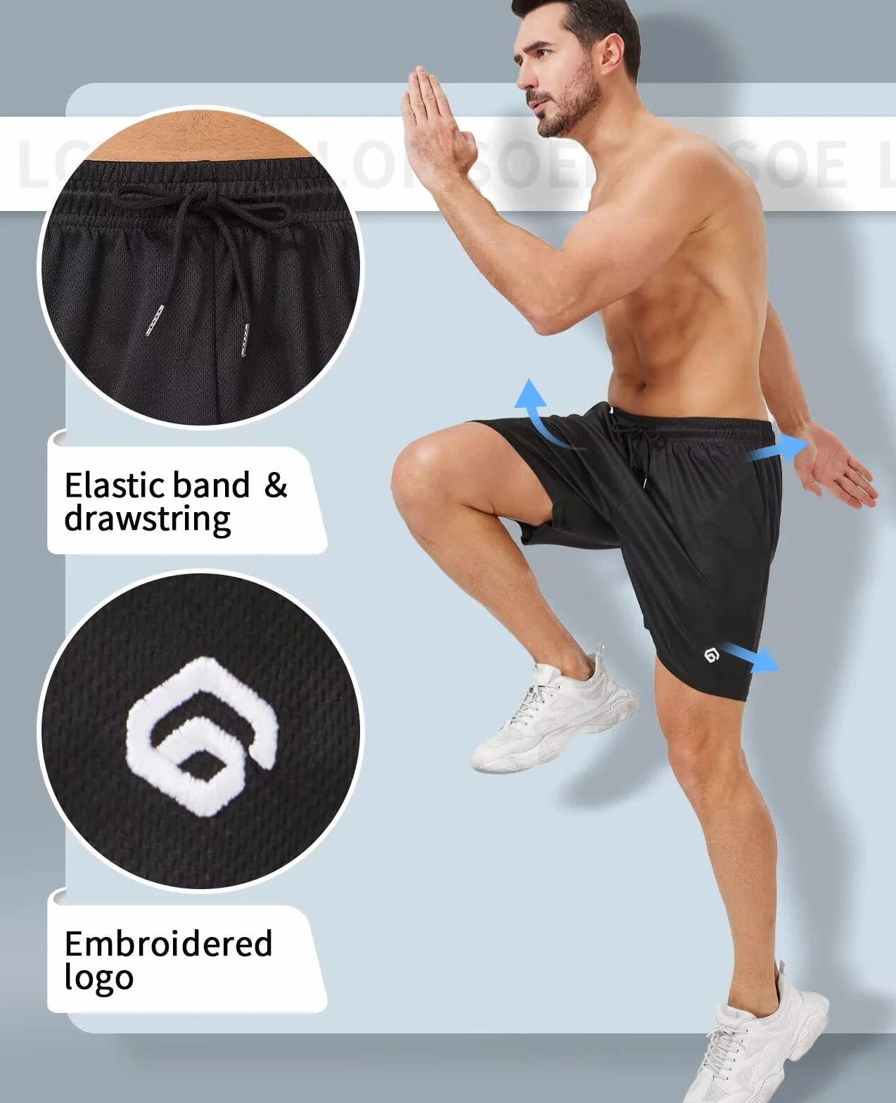 lomsoe Confezione da 5 pantaloncini sportivi da uomo da 12,7 cm, pantaloncini da corsa in rete ad asciugatura rapida, leggeri, da palestra con tasche, Nero, nero, grigio scuro, blu navy, grigio chiaro