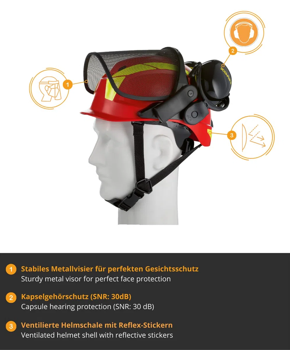 Uvex Pheos Forestry - Casco forestale con protezione dell'udito e del viso - SNR: 30dB