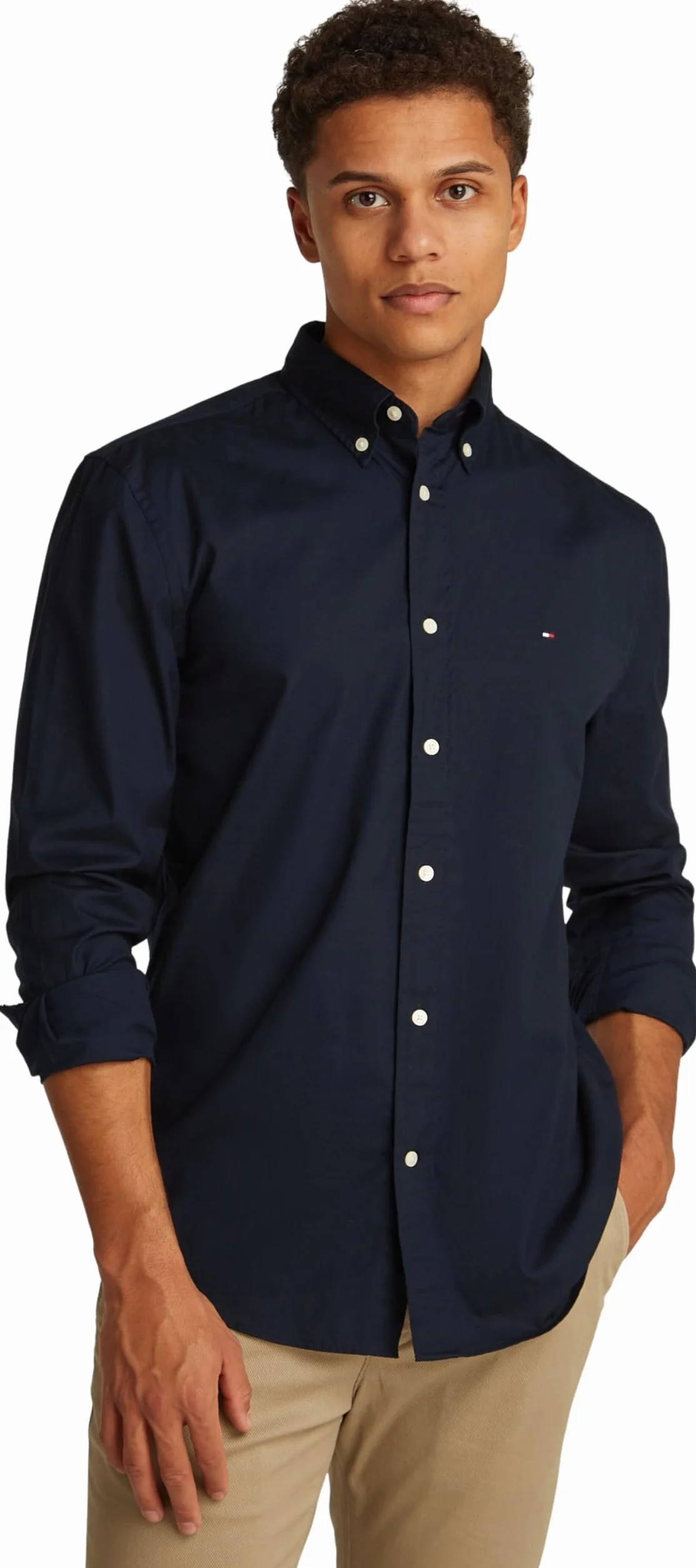Tommy Hilfiger Uomo Camicia Flex Poplin Mini Tartan Shirt con Colletto a Punta