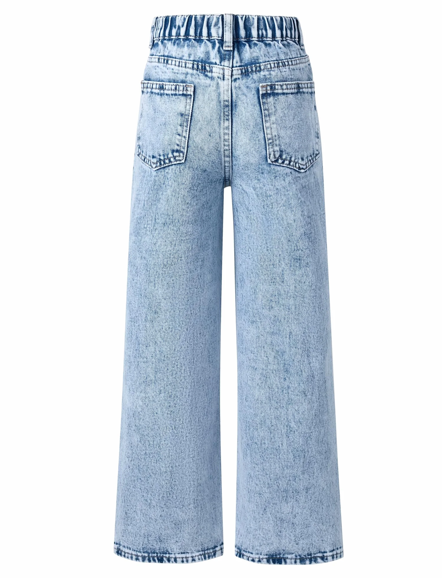 Happy Cherry Jeans Larghi Ragazze Pantaloni Strappati in Denim alla Moda Pantaloni Baggy Casual Vita Alta Elastica Vintage Blu Pants con Tasche per Bambina 5-14 Anni