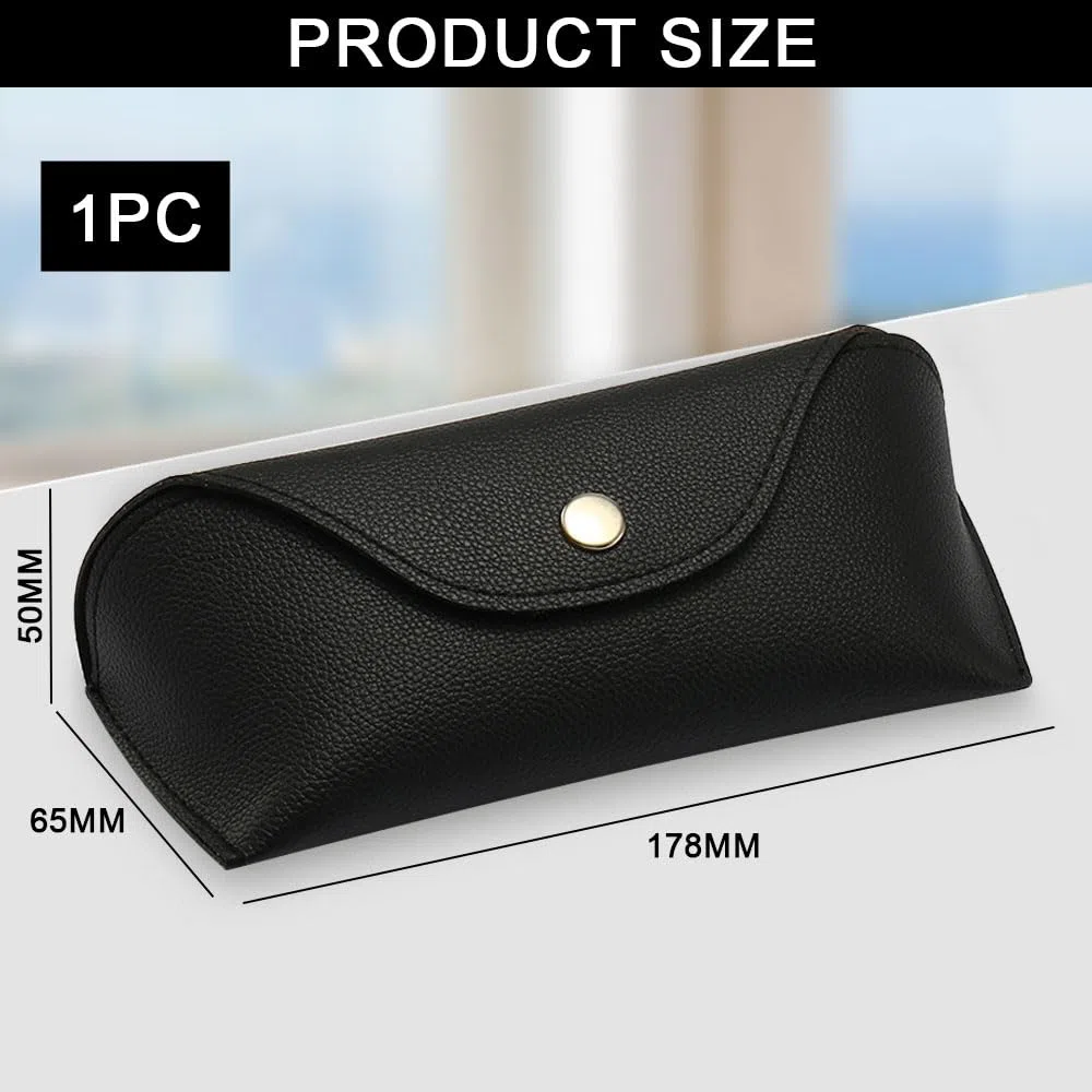 Custodia per Occhiali in Pelle PU Morbida, Astuccio Elegante per Occhiali da Sole da Vista e da Lettura Protezione Design Compatto Con Panno Pulizia Incluso