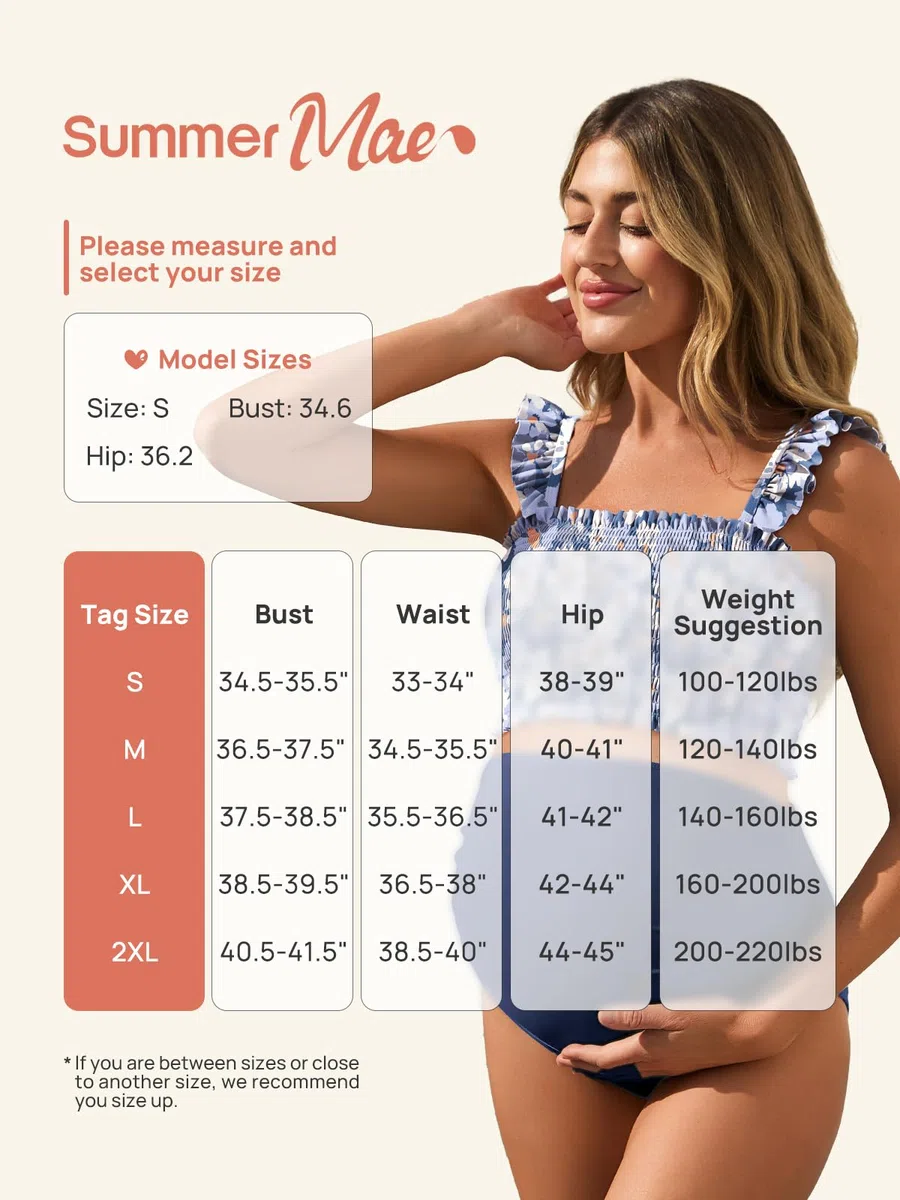 Summer Mae Costume da bagno premaman a vita alta bikini a due pezzi con orlo increspato carino costume da bagno floreale costumi da bagno per gravidanza