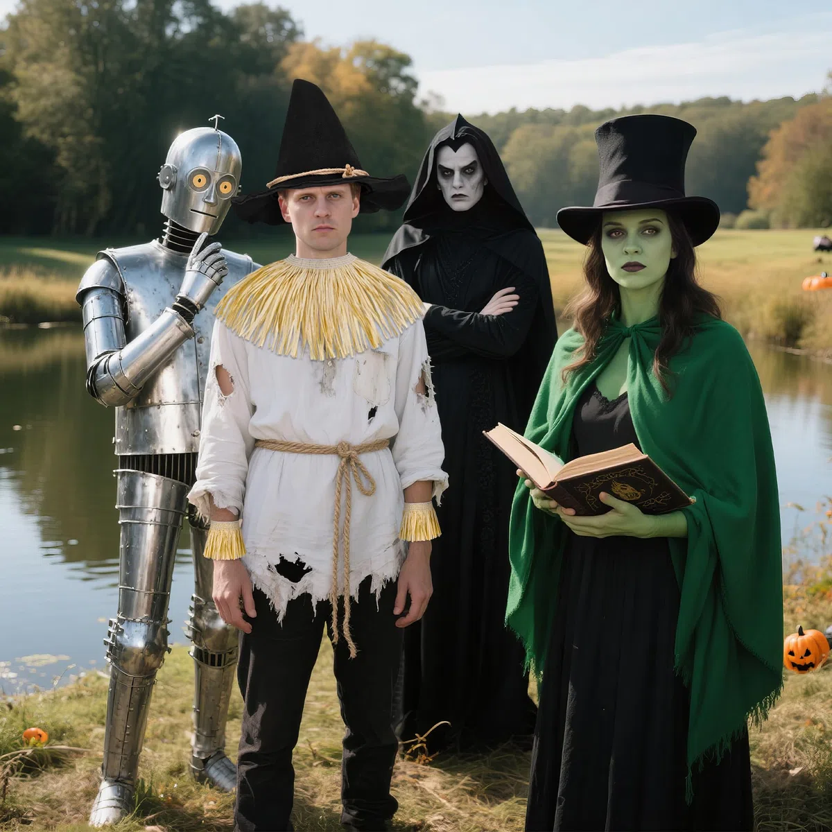 Horolam 7 Pezzi Accessori per Costume Da Spaventapasseri, Costume Da Mago Spaventapasseri Con Cappello per Adulti Donne Uomini per Halloween Cosplay Travestimento