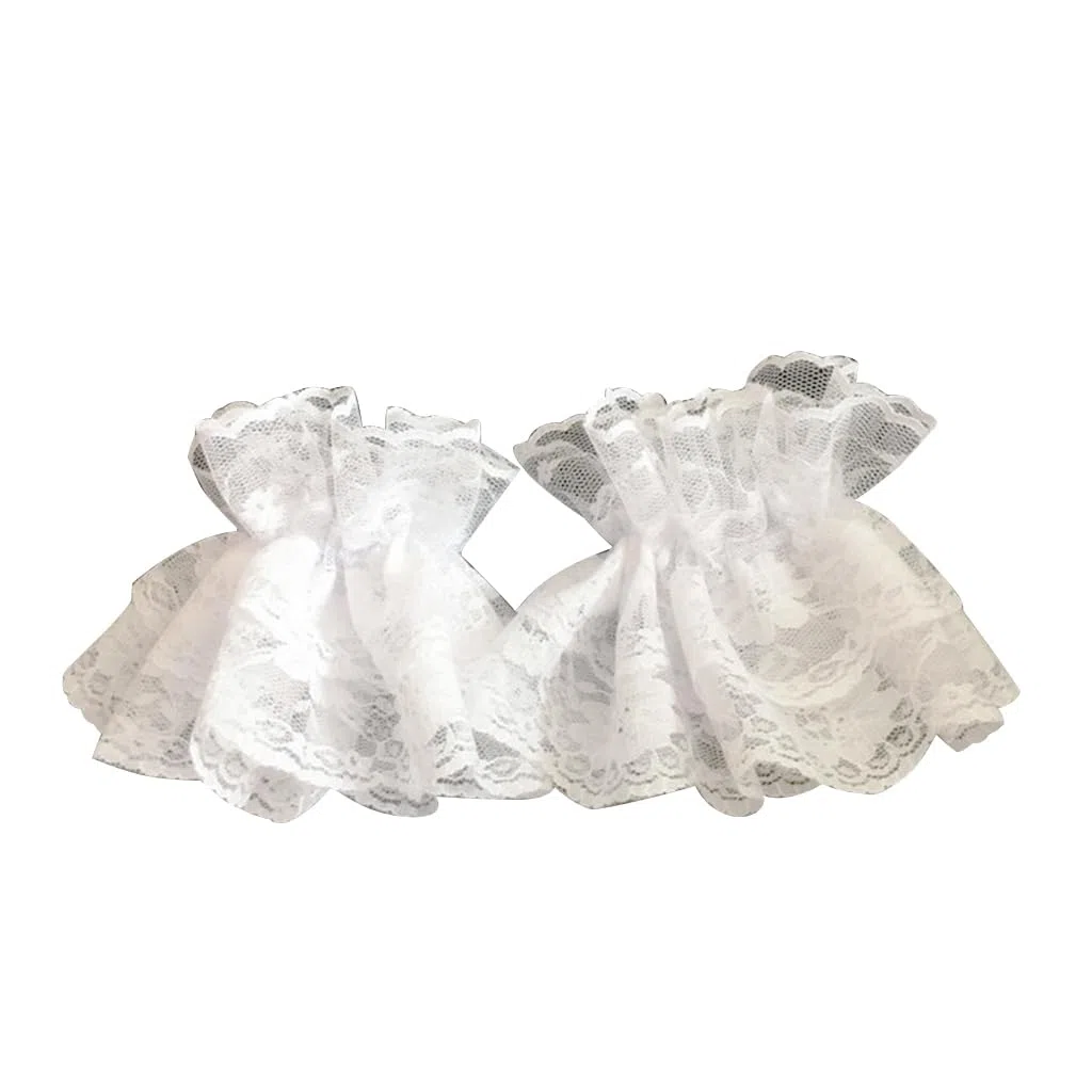 Oilmal Maniche finte, da donna, con maniche finte, polsini da polso, con volant floreale, in pizzo, elastico, Steampunk, , festa di nozze, abbigliamento da ballo