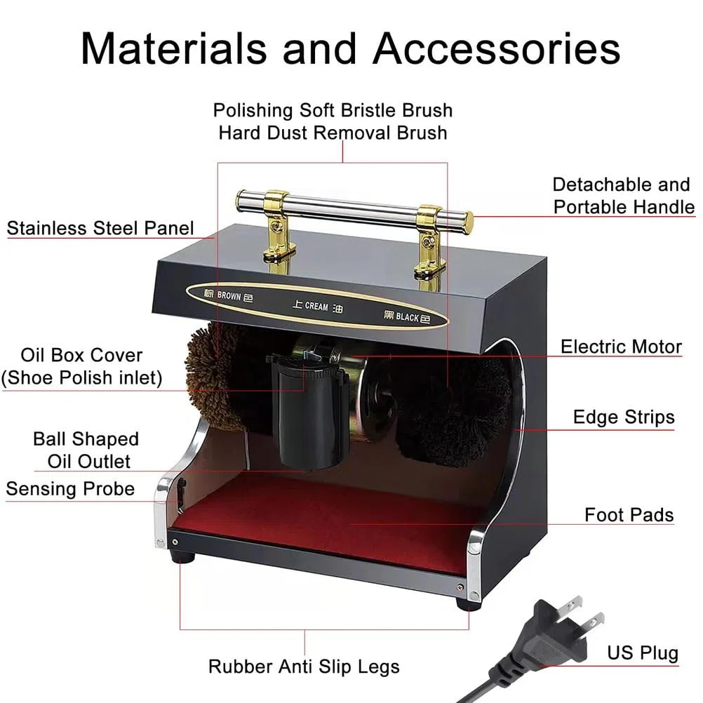 Lucidatrice elettrica per scarpe, kit di pulizia automatica in acciaio inox per casa, hotel e banca