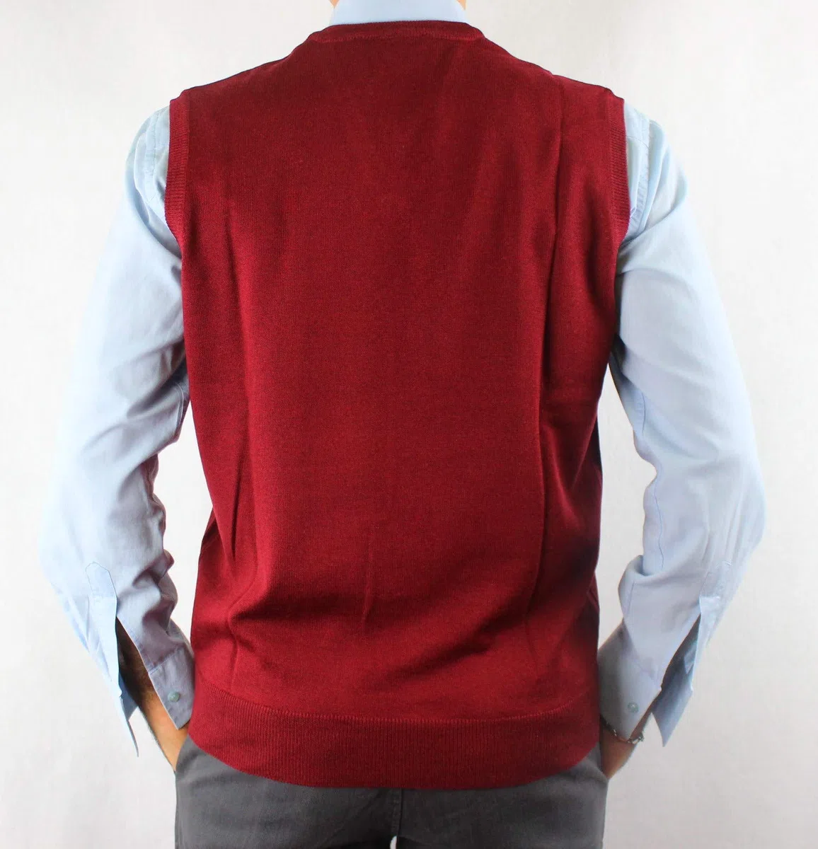 Gilet Uomo Scollo V 100% Lana Sottogiacca Pettinato Fatto in Italia