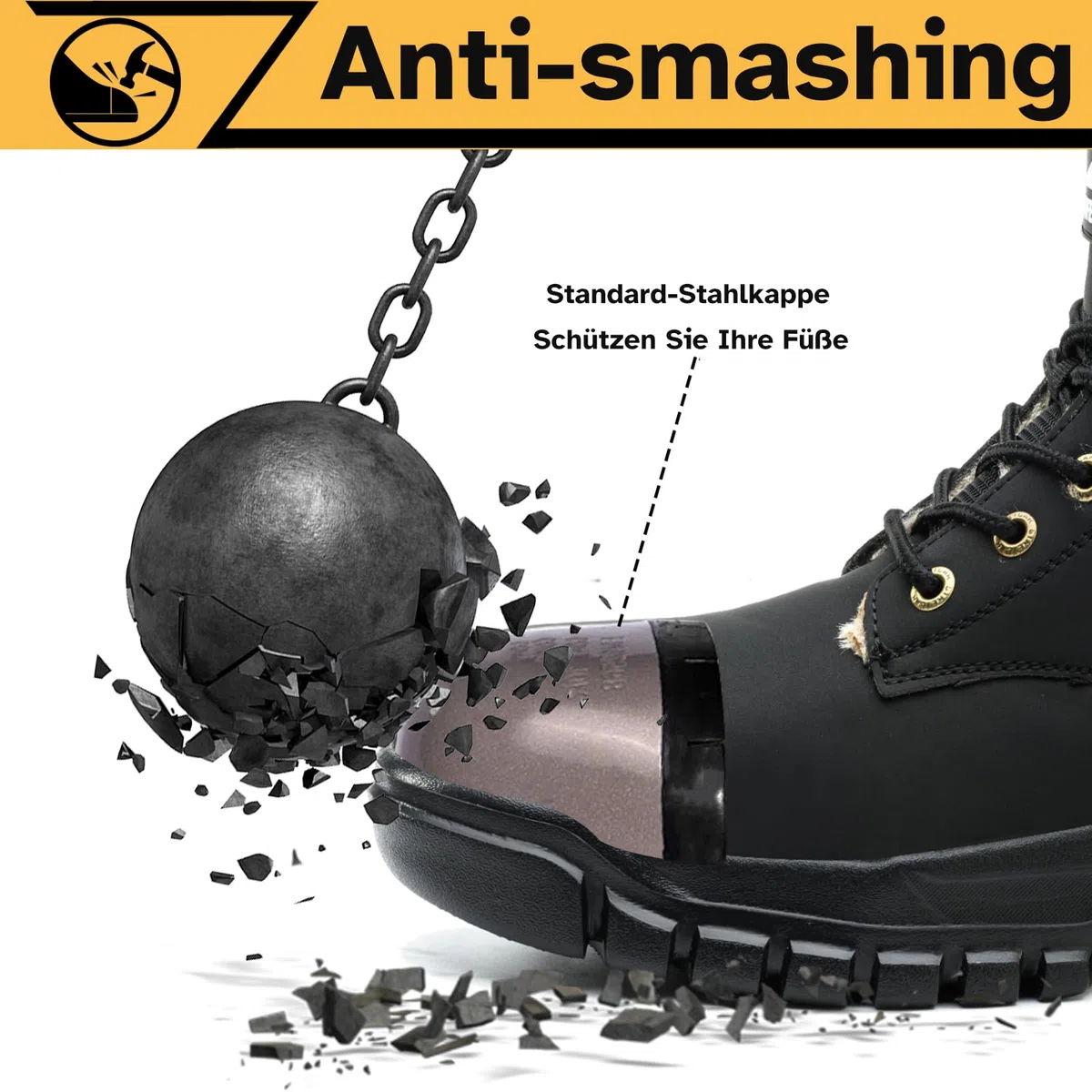 Scarpe Antinfortunistiche Invernali Uomo Donna Impermeabili Scarpe da Lavoro con Imbottitura Calda Stivali di Sicurezza Antiscivolo