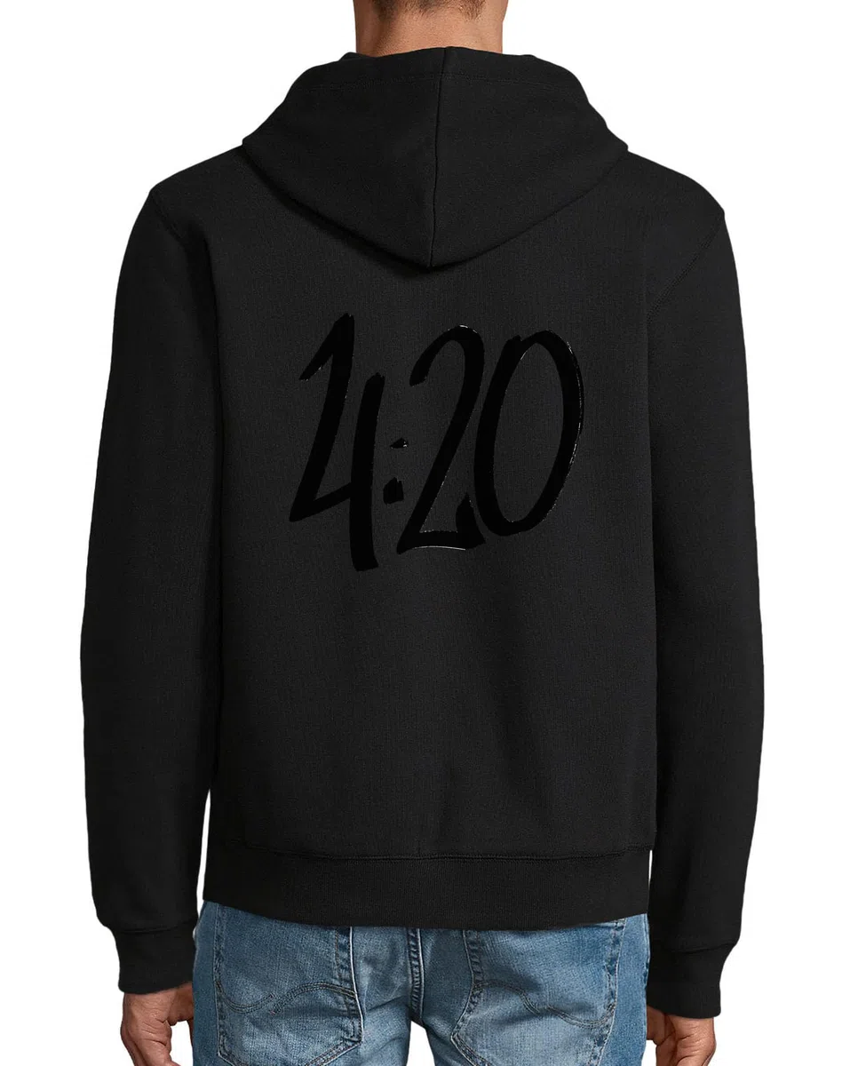 420 Art Felpa con cappuccio in misto cotone con cerniera nera