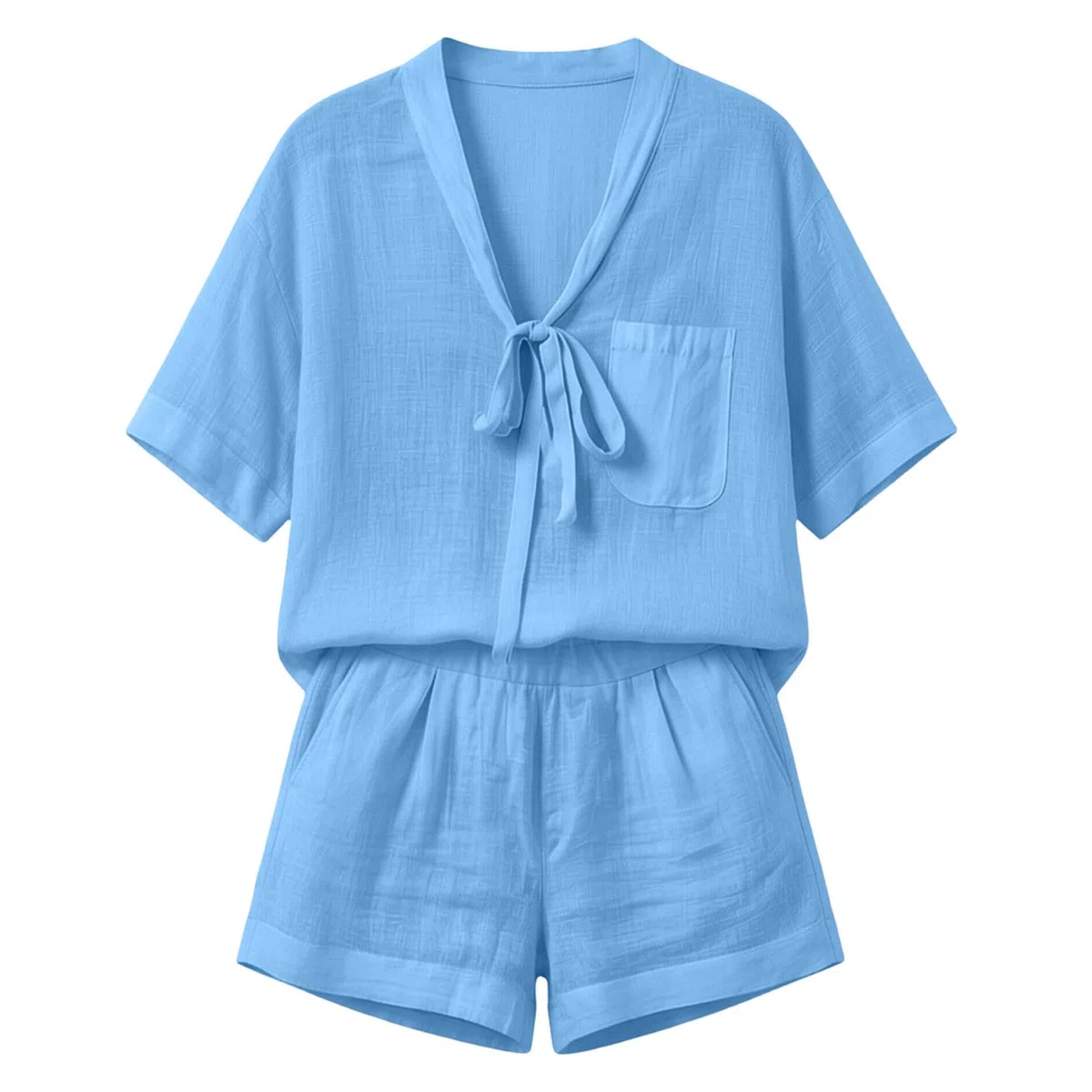 Completo Donna Lino Due Pezzi Elegante Camicia a Maniche Corta e Estivo Pantaloncini Cotone Tuta Estiva Curvy Set Completi Estivi Casual Larghi Abbigliamento Estive Spiaggia