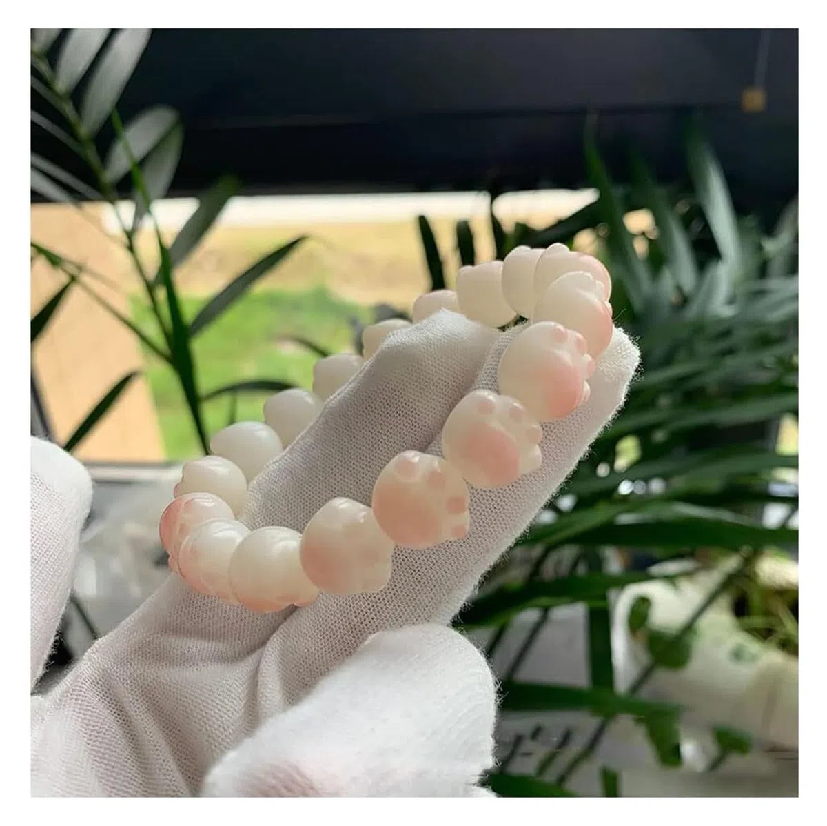 Adorabile Braccialetto con Perline di radice di Bodhi Bracciale Elasticizzato a Forma di Artiglio di Gatto Rosa Regali affascinanti e Divertenti for Gli Amanti dei Gatti,Perline Bodhi(13mm)