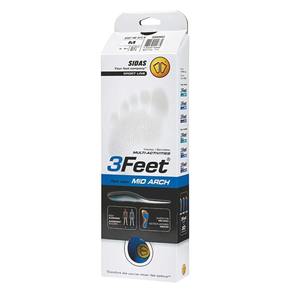 Sidas 3 Feet Mid – Suola Preformata médium – Misto, Unisex, Semelle 3Feet Mid