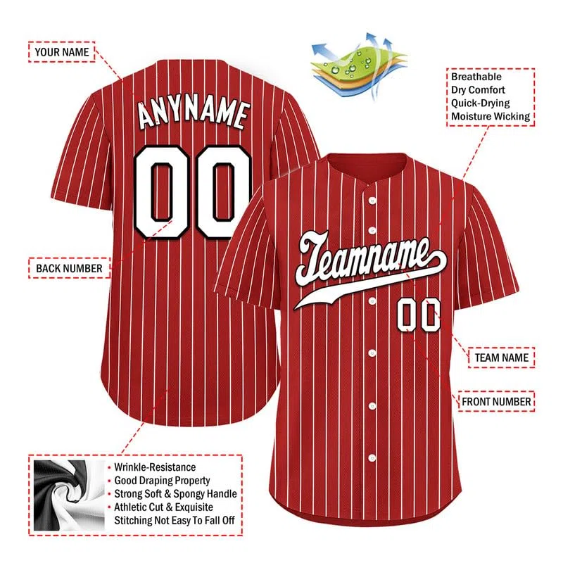 Maglie da baseball personalizzate per uomo donna bambini stampa nome immagine logo traspirante Quick Dry Stripe manica corta maglia sportiva