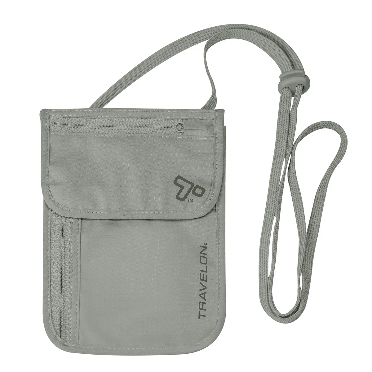 Travelon Undercover Neck Pouch RFID Blocking Travel Passport ID card Holder grigio