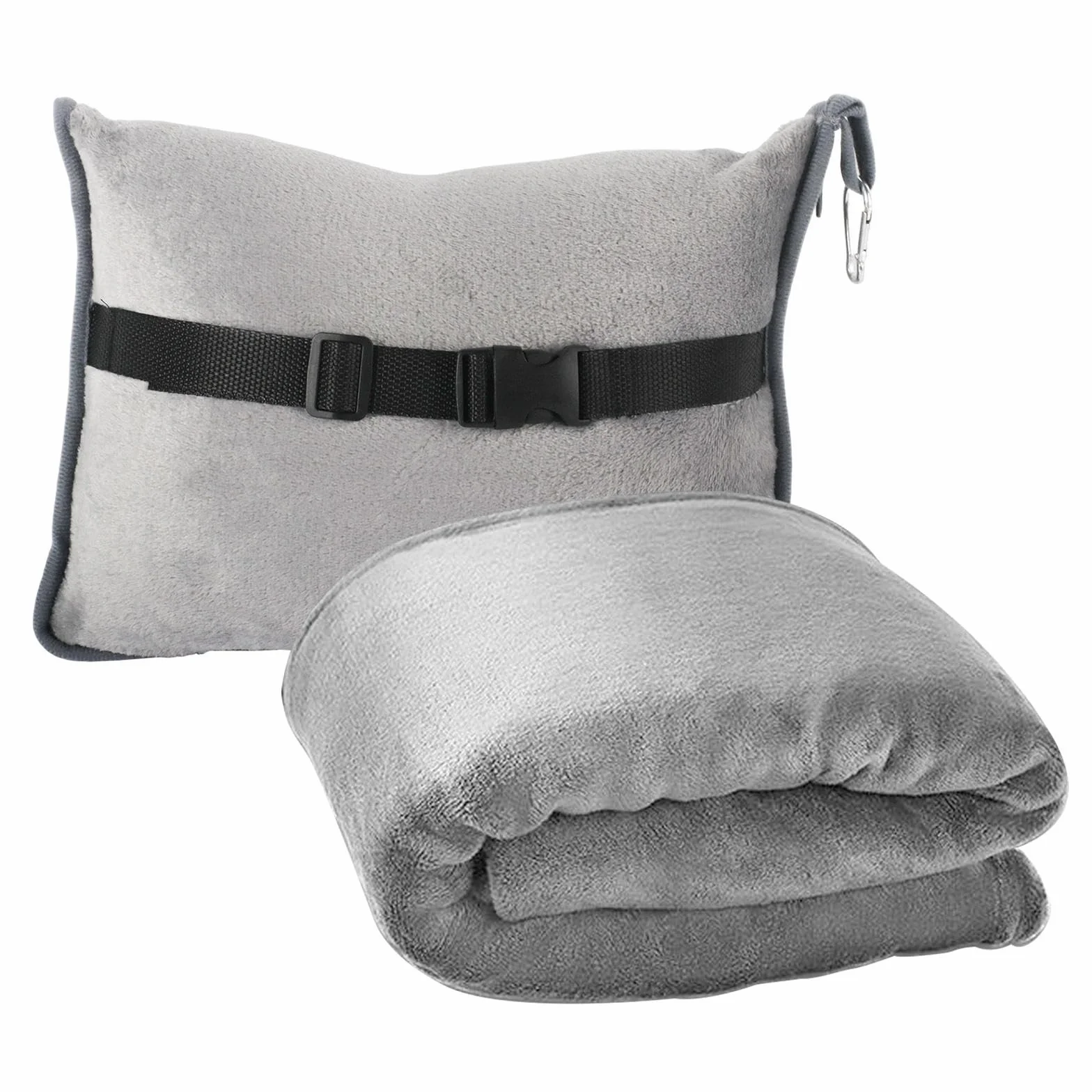 Coperta da Viaggio per Aereo 2 in 1 Plaid da Viaggio Ultra Leggero Compatto Morbido e Caldo Coperta Portatile per Viaggi Aerei, Affari e Ufficio (Grigio, 152 x 127 cm)