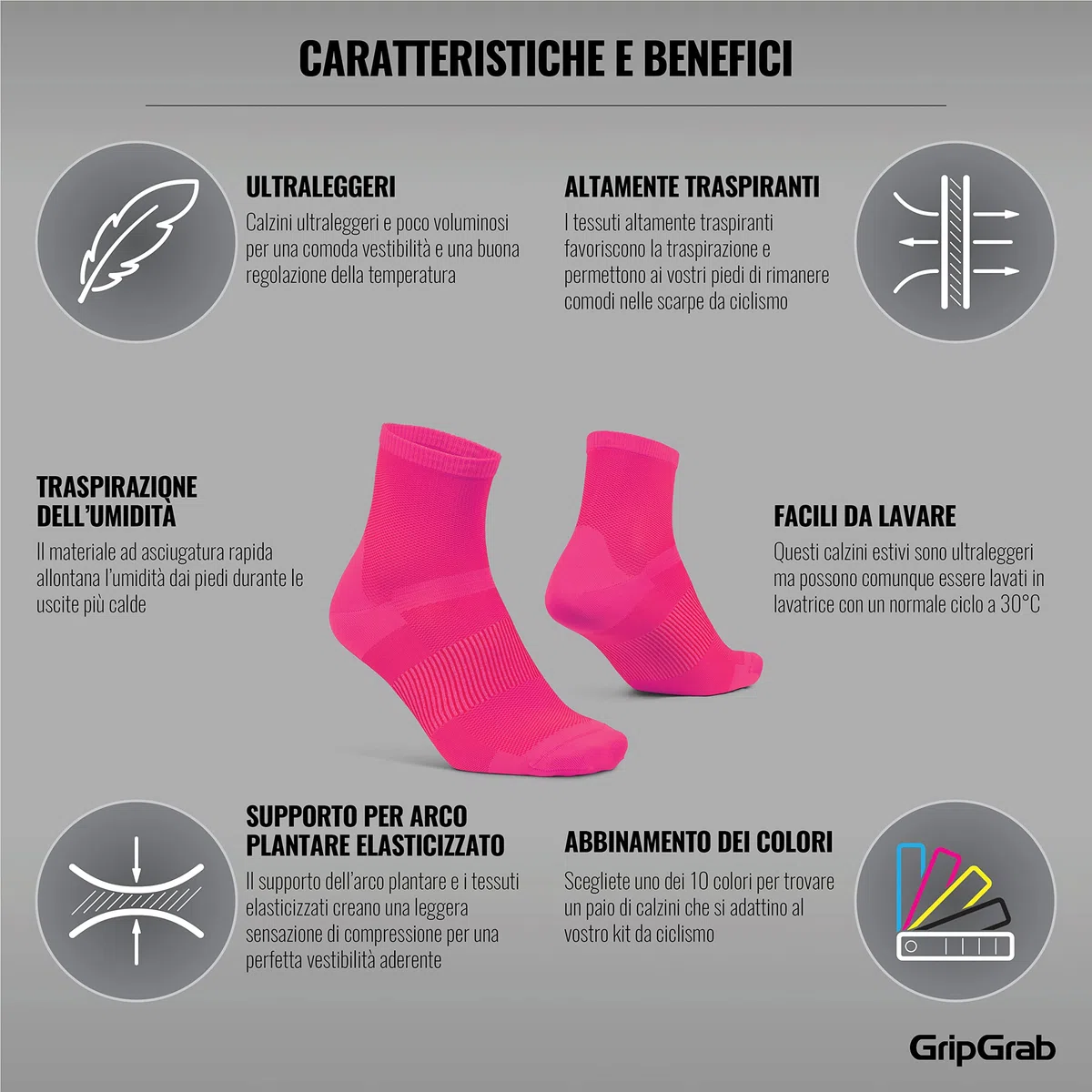 GripGrab Gripgrab Airflows Calze Da Ciclismo Estive Leggere Sportive Calzini Sportivi Uomo Donna Bici Da Corsa Mtb Ciclismo calzini da ciclismo Unisex - Adulto (Pacco da 1)