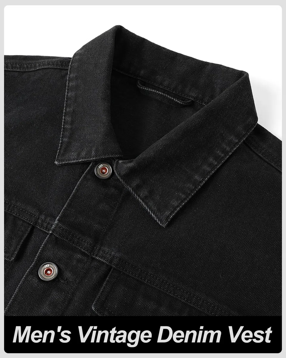 Gilet Smanicato in Jeans Uomo Retro Vintage Cotone Fresco Senza Maniche Giacca di Denim per Capispalla Fotografia Moto