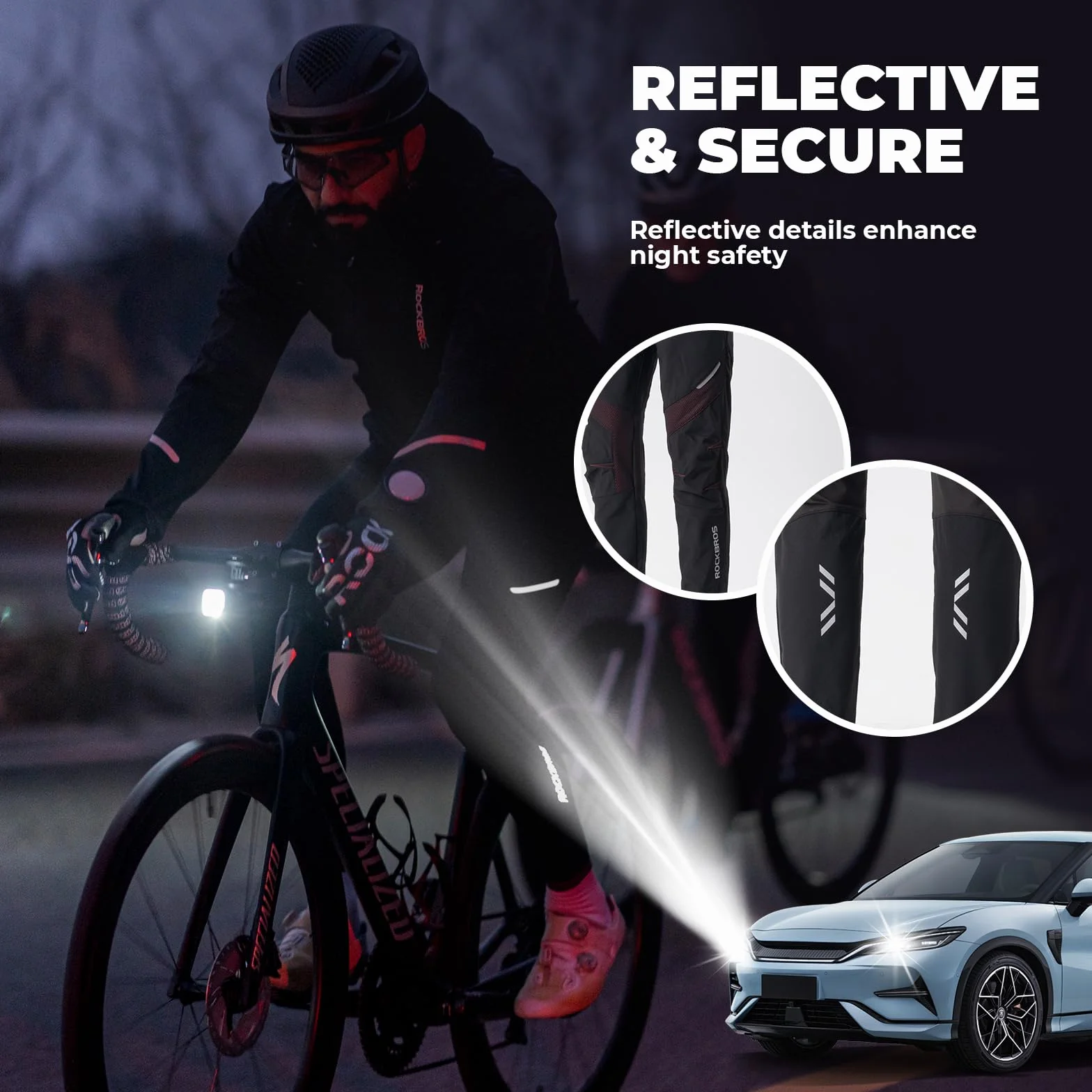 ROCKBROS Pantaloni Lunghi per MTB Bici Invernali, Pantaloni Sportivi Antivento Uomo Donna, per Sport Ciclismo Tuta Running Escursionismo, Caldo con Pile Termico