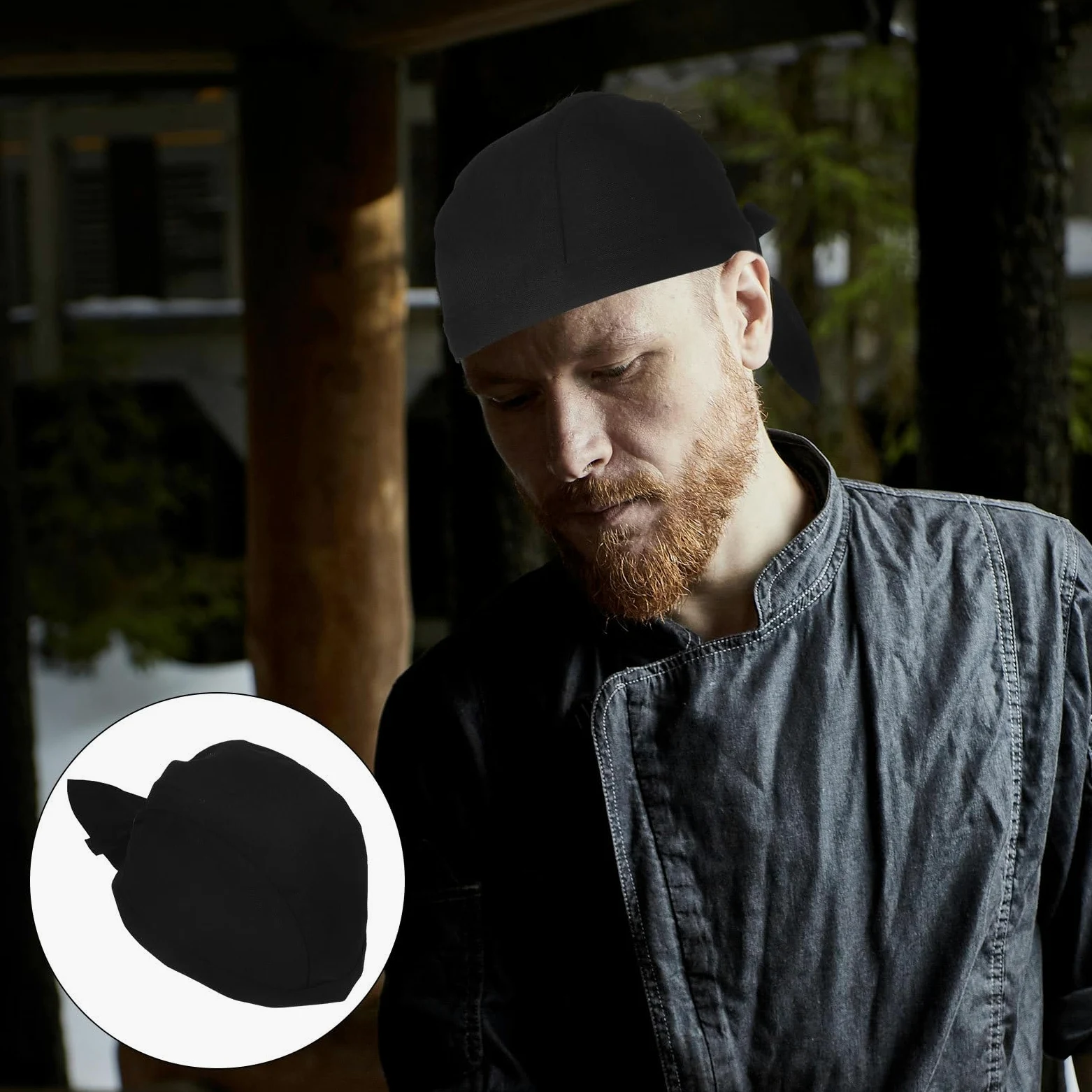 Outanaya 6 Pezzi Cappelli da Chef per Ristorante Cappelli da Cucina Unisex Nastro Decorativo per Uomo Nero per Cucina Professionale